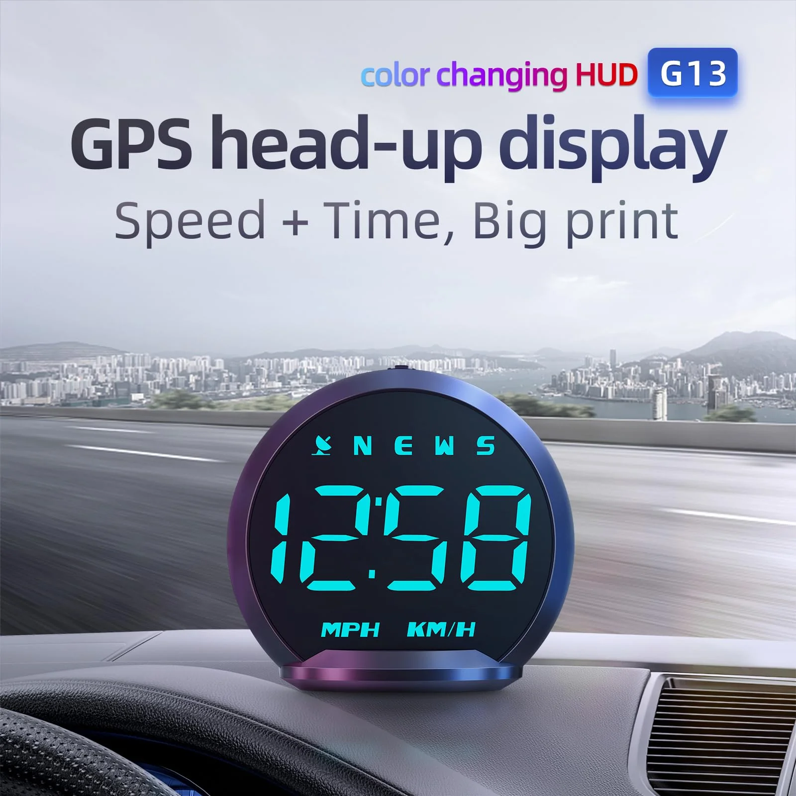 GPS Speedometer HUD, Head Up Display for Cars with Digital Speedometer for Car MPH, Travel Direction Function,Clock,and Overspeed Alarm, Fatigue Driving Alarm,Car Heads Up Display for All 5V Vehicles - Image 5