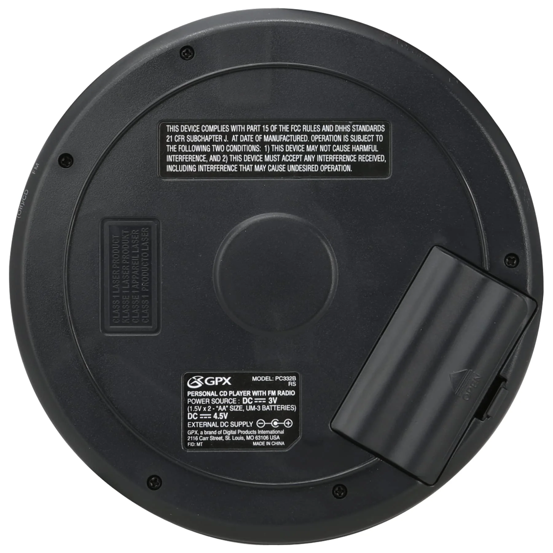 GPX PC332B Portable CD Player with Anti-Skip Protection, FM Radio and Stereo Earbuds - Black - Image 2