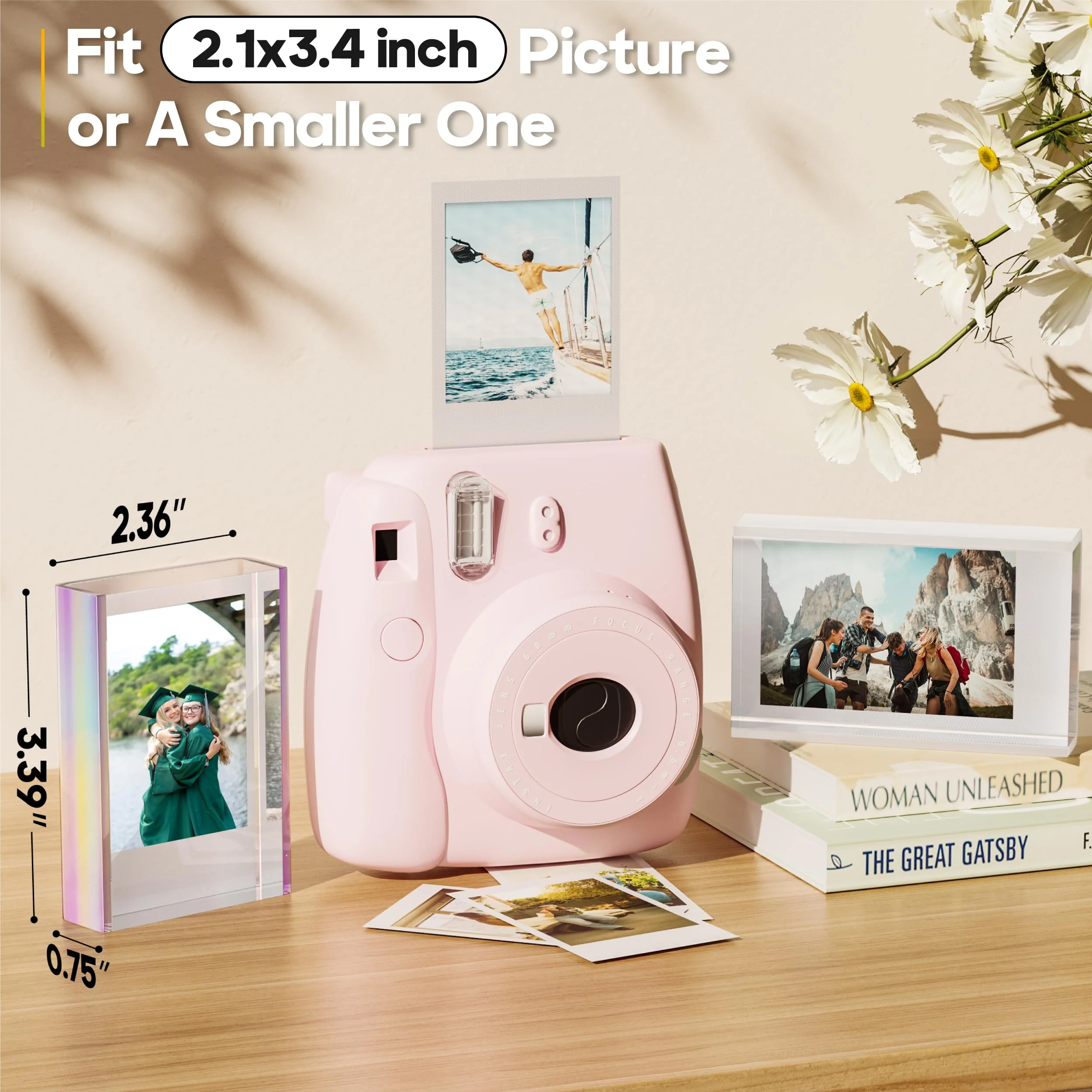 Grarry Polaroid Picture Frame, Polaroid Frame for Photos Compatible with Fujifilm Instax Mini Polaroid Film, Small Picture Frames 2x3, Desktop Polaroid Photo Frame, Iridescent Mini Frames 3 Pack - Image 2