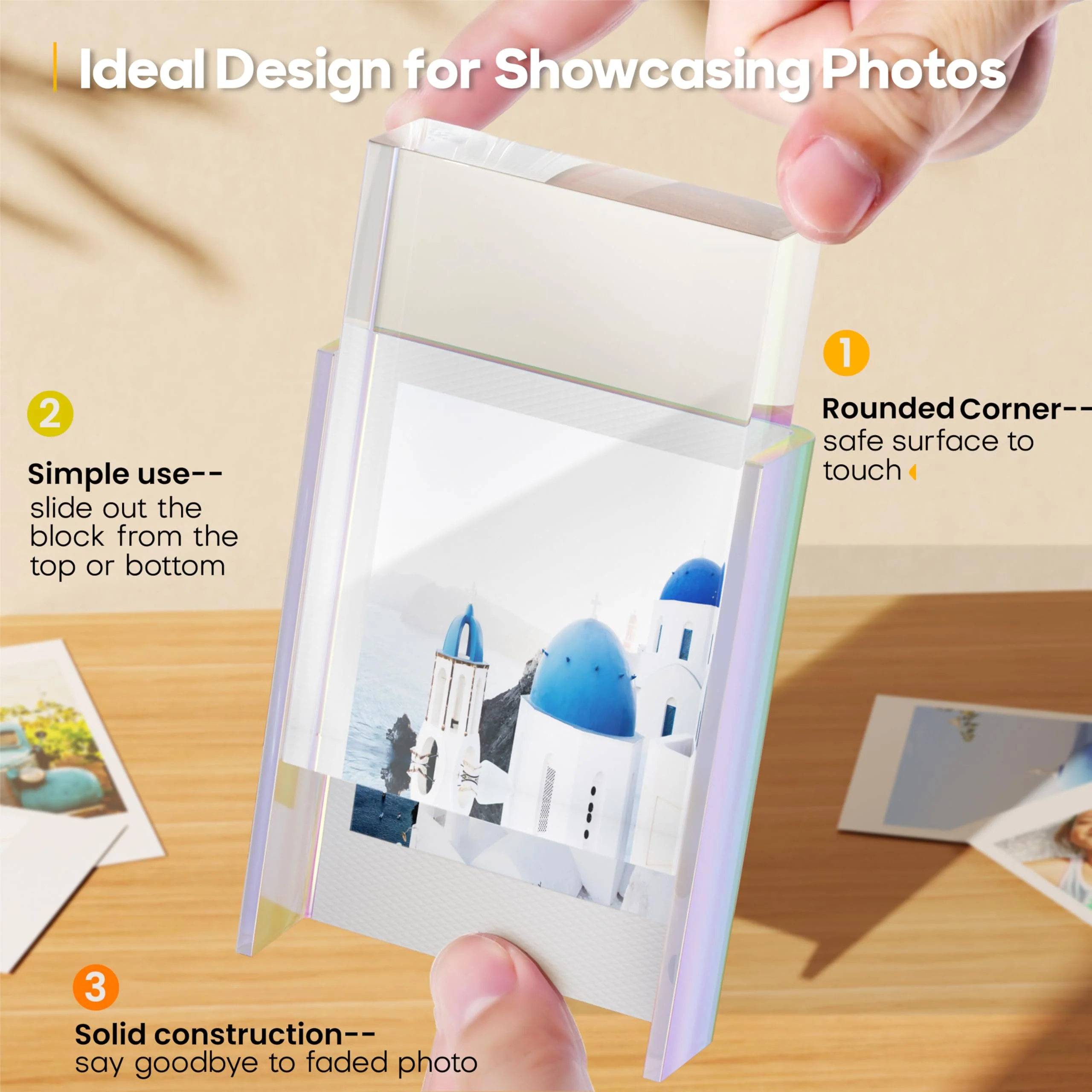 Grarry Polaroid Picture Frame, Polaroid Frame for Photos Compatible with Fujifilm Instax Mini Polaroid Film, Small Picture Frames 2x3, Desktop Polaroid Photo Frame, Iridescent Mini Frames 3 Pack - Image 3