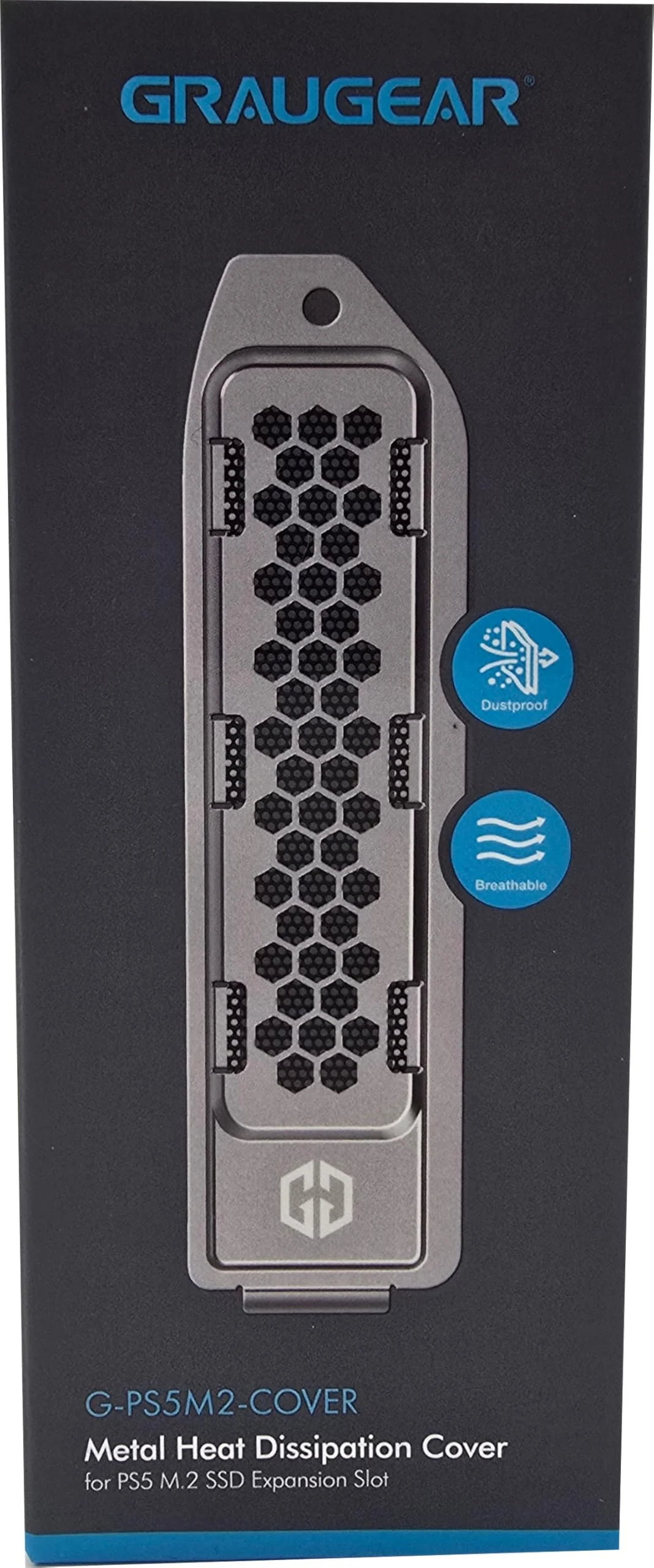 GRAUGEAR Metal Heat Dissipation Cover for PS5 M.2 SSD Expansion Slot | Fit for PlayStation 5 NVMe SSD w/Heatsink | New Breathable Cellular Hole | Cooling and Dust Proof (Silver) Silver - Image 10