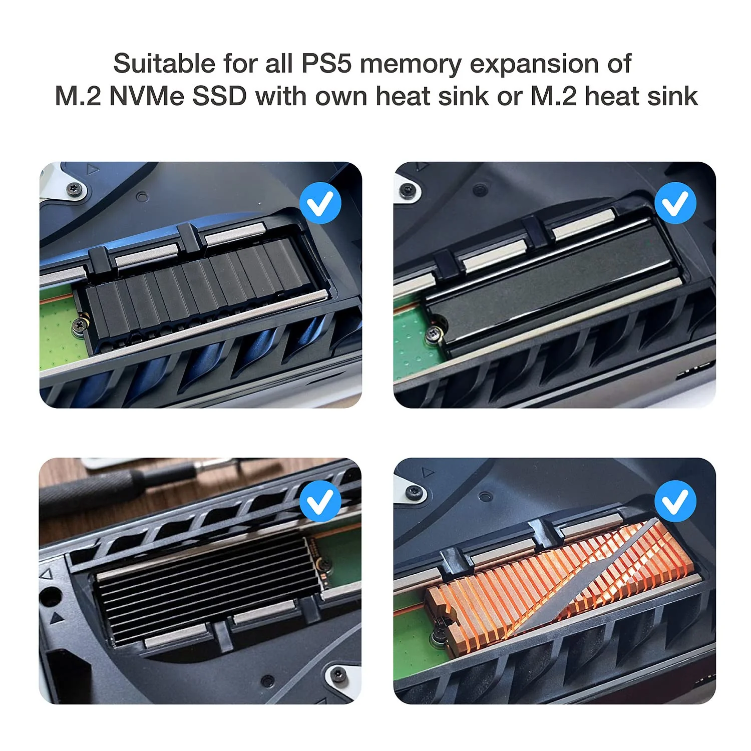 GRAUGEAR Metal Heat Dissipation Cover for PS5 M.2 SSD Expansion Slot | Fit for PlayStation 5 NVMe SSD w/Heatsink | New Breathable Cellular Hole | Cooling and Dust Proof (Silver) Silver - Image 5