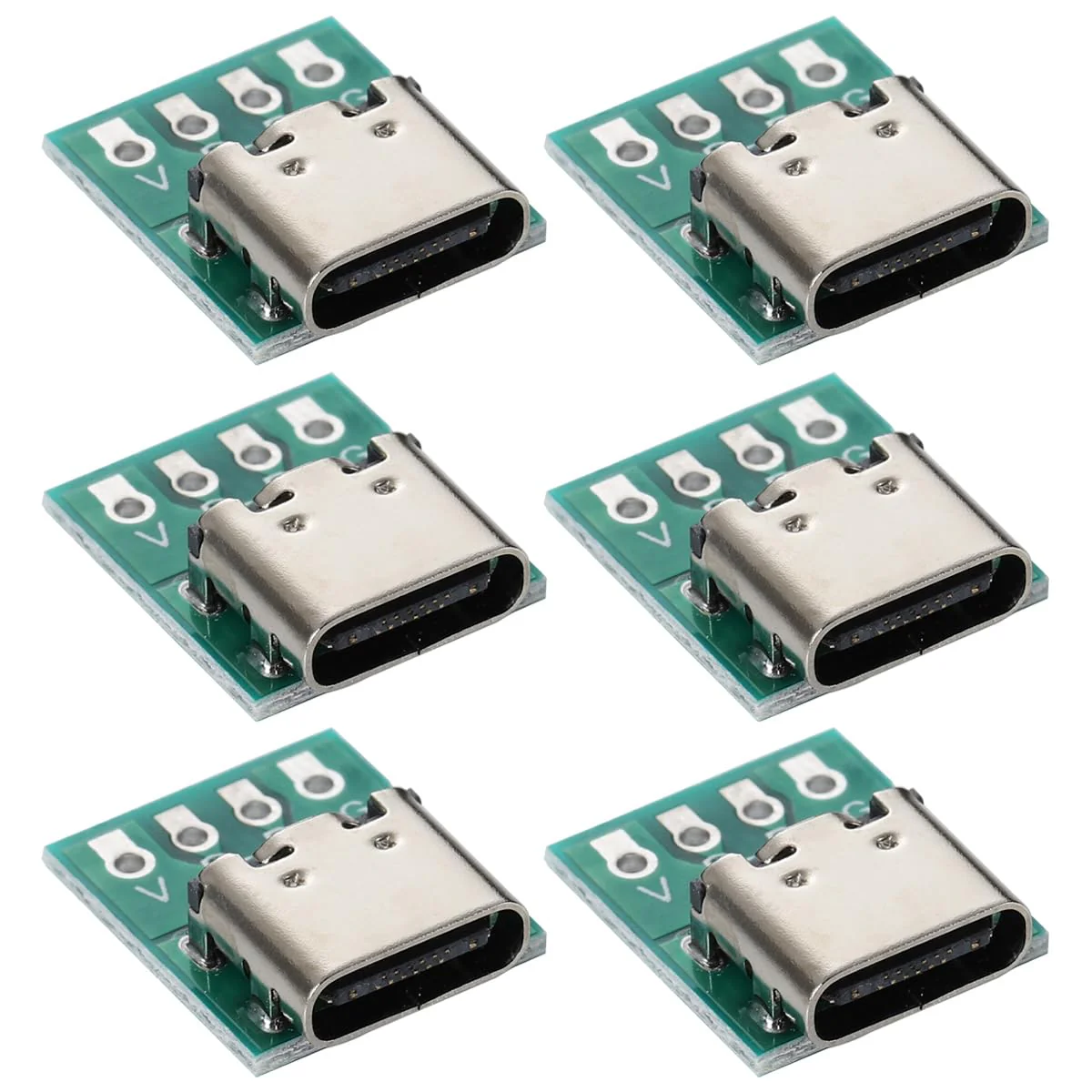 Greluma 6PCS 16 Pin Type-C Male to 2.54mm PCB Adapter USB C to DIP 4 Pin for Charging and Data Transfer USB C DIP-6