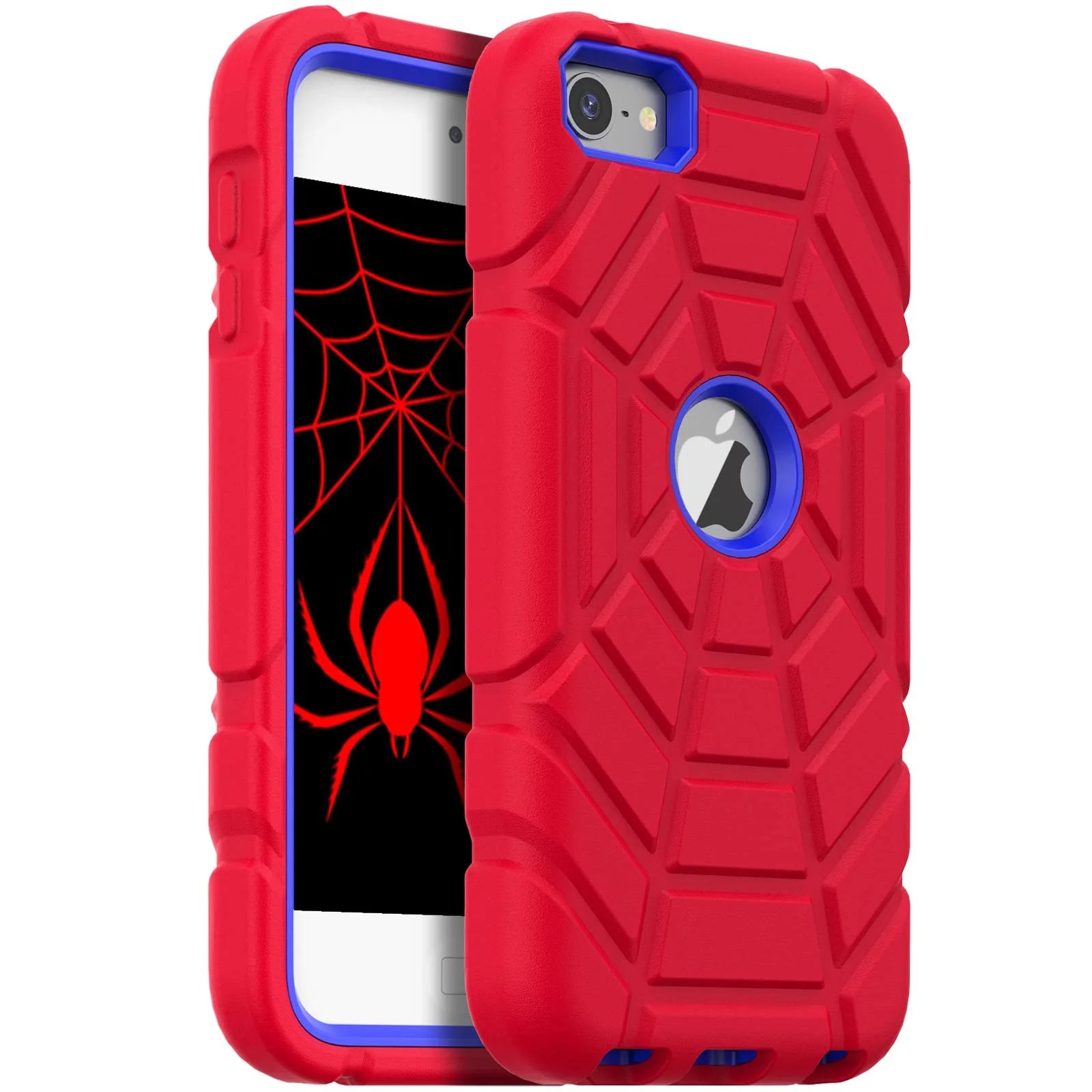 Grifobes for iPod Touch 7th Generation Case, iPod Touch 6th / 5th Generation Case, 3-in-1 Heavy Duty Shockproof Rugged Protective Cover for iPod Touch 7/6 / 5 Case for Kids Boys Children Red+Blue
