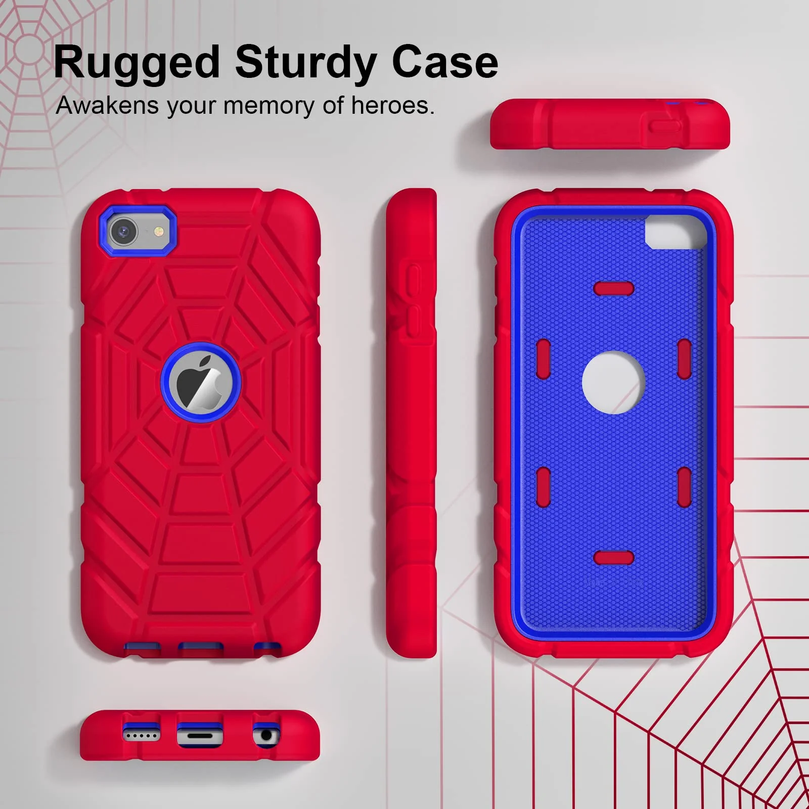 Grifobes for iPod Touch 7th Generation Case, iPod Touch 6th / 5th Generation Case, 3-in-1 Heavy Duty Shockproof Rugged Protective Cover for iPod Touch 7/6 / 5 Case for Kids Boys Children Red+Blue - Image 5