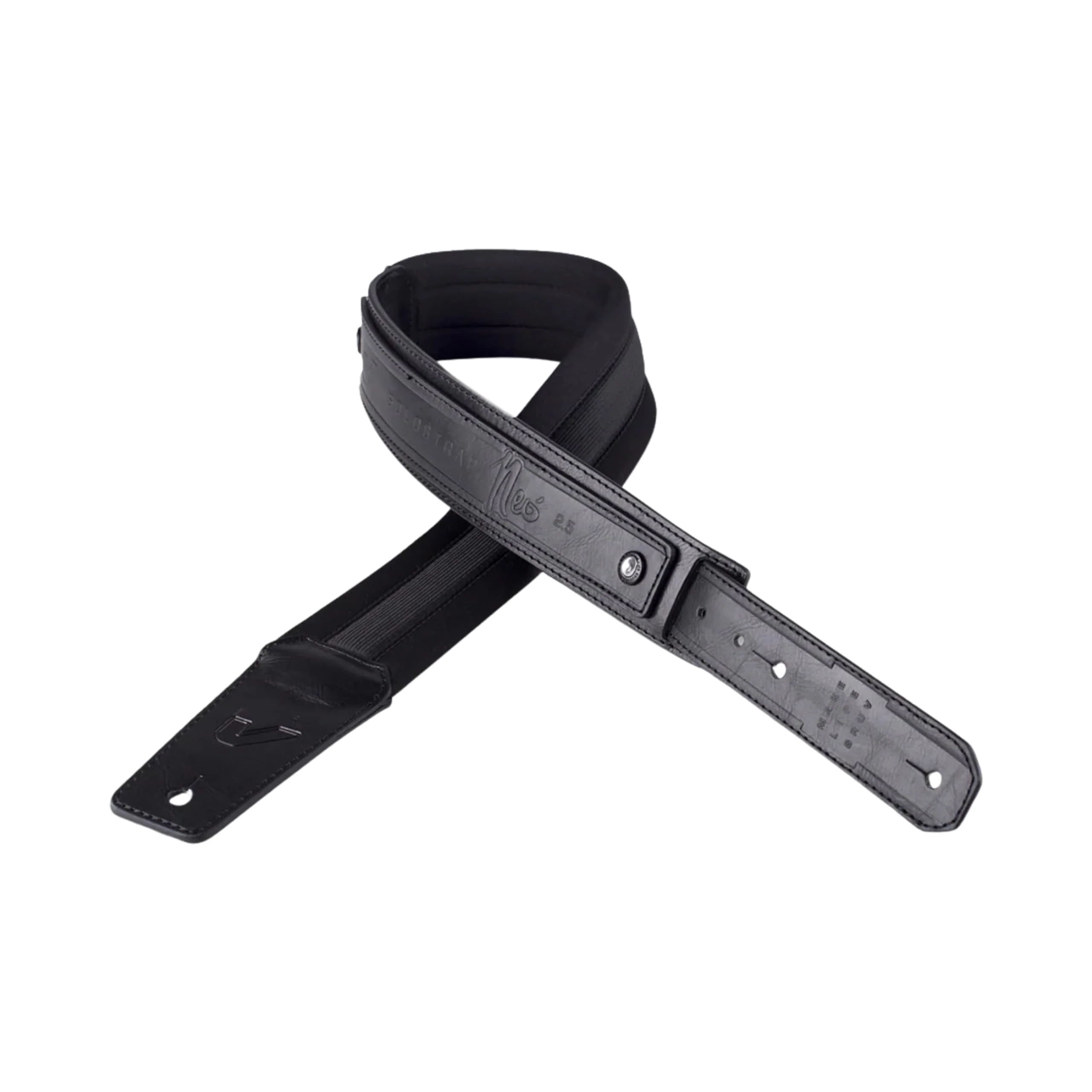 Gruv Gear SoloStrap Neo Padded Faux Leather Guitar Strap with Adjustable Slide Lock System, Thick Neoprene Padding for Heavier Instruments, Comfortable Guitar Belt Anti Bounce Design - Black, 2.5" 2.5"