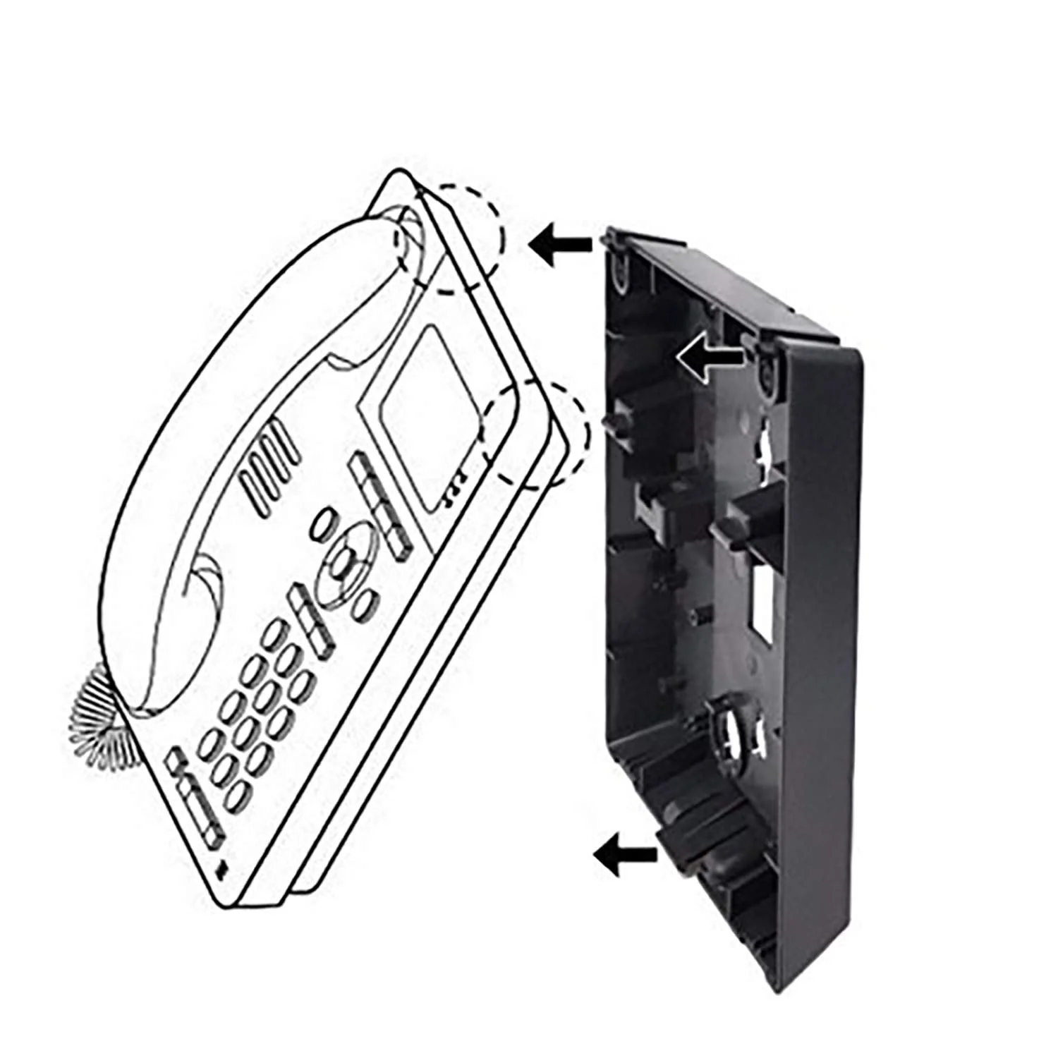 GSDT Wall Mount Kit for Avaya 9500 and 9600 Series - 9504 9508 9608 9611 9620 Digital/IP Mountable Phones, Mounting Only, Black - Image 3