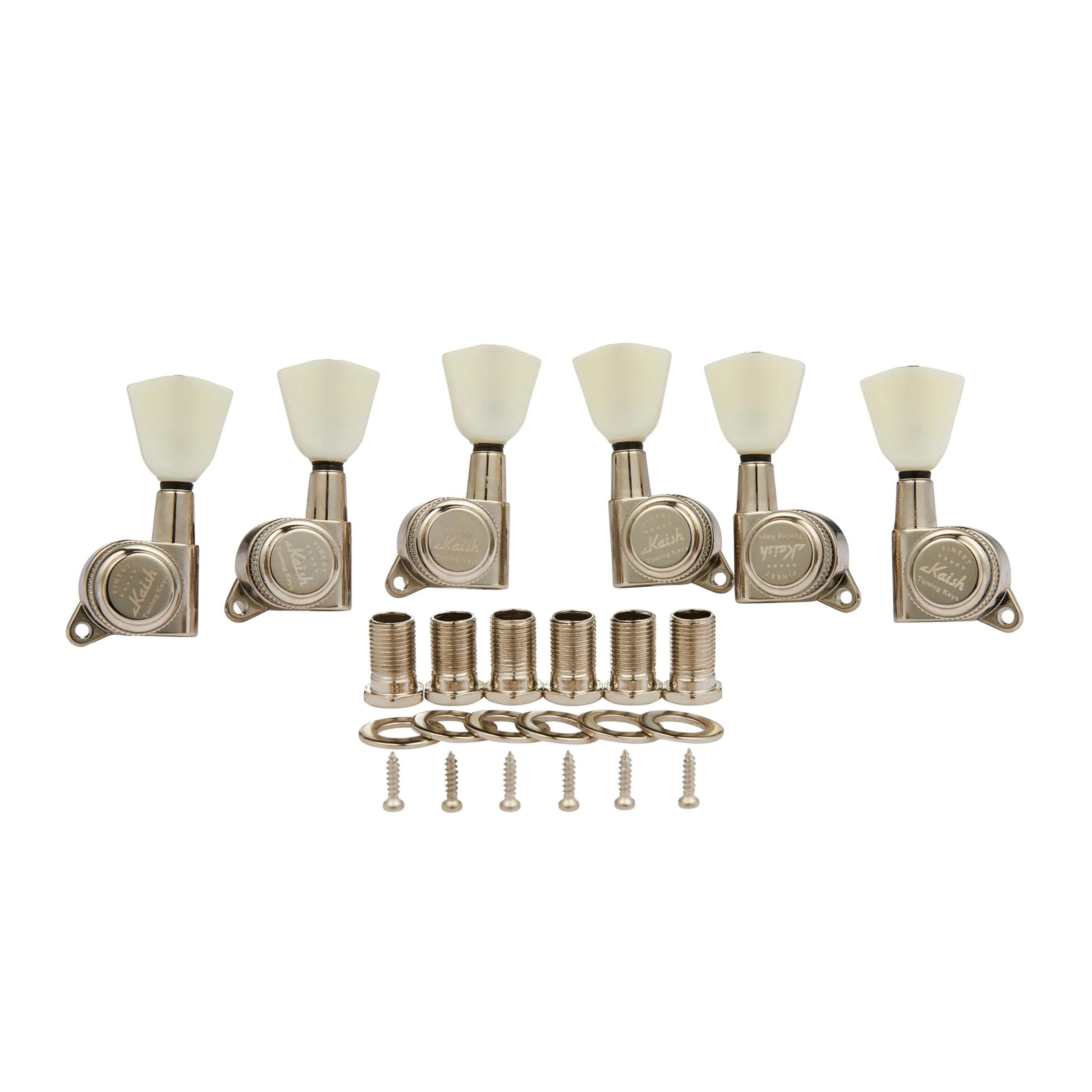 Guitar 3-per-side Locking Tuners 18:1 Locking Tuning Keys Guitar Tuning Machines with Off White Keystone Handle for LP/Les Paul/SG/ES or Acoustic Guitars Nickel