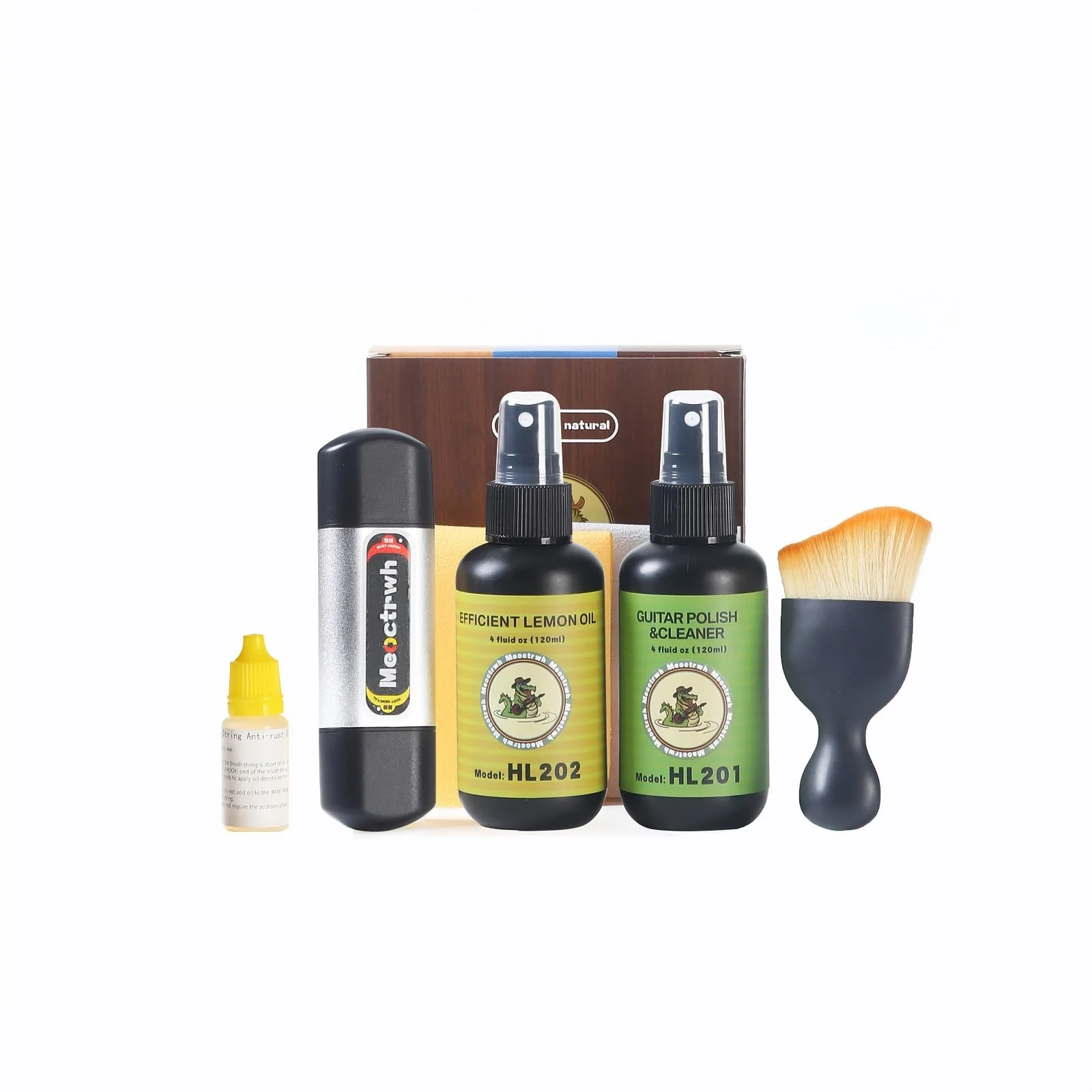 Guitar Cleaning Kit, Fretboard Lemon Oil, Polish and Oil Care, Guitar String Cleaner Tool Brush String, Fret Care, Cleaning Brush & Cleaning Cloth, Extends Fretboard and String Life