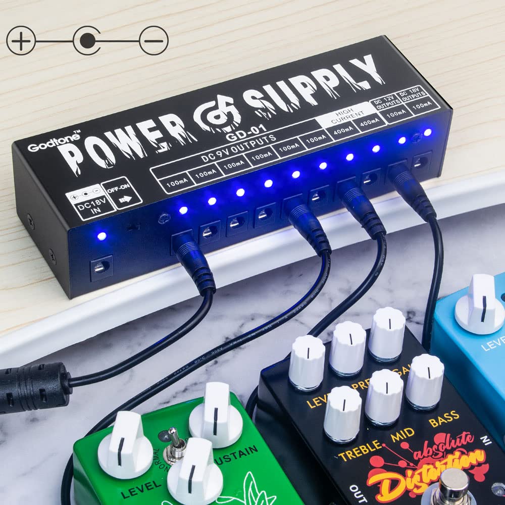 Guitar Pedal Power Supply 10 Isolated DC Outputs for 9V/12V/18V Guitar Effect Pedal GD-01 - Image 3