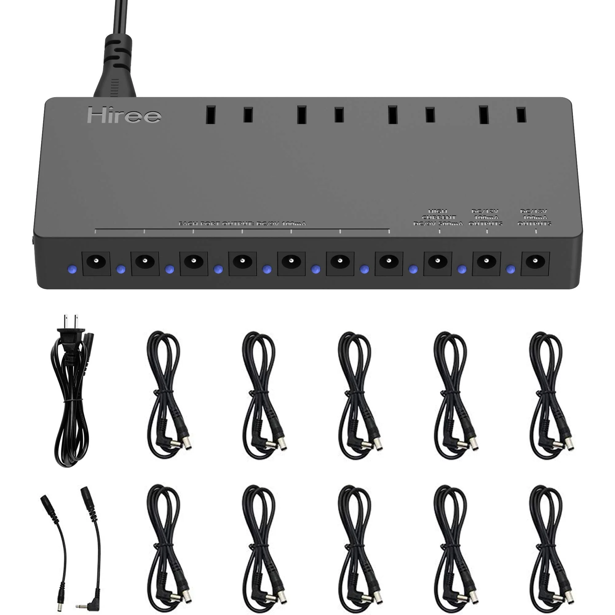 Guitar Pedal Power Supply Adapter Station Distributor 10 Isolated DC Output for 9V/12V/18V Effect PedalBoard with 4 AC Outlet for Charging Speaker, Musical Instruments - Image 7