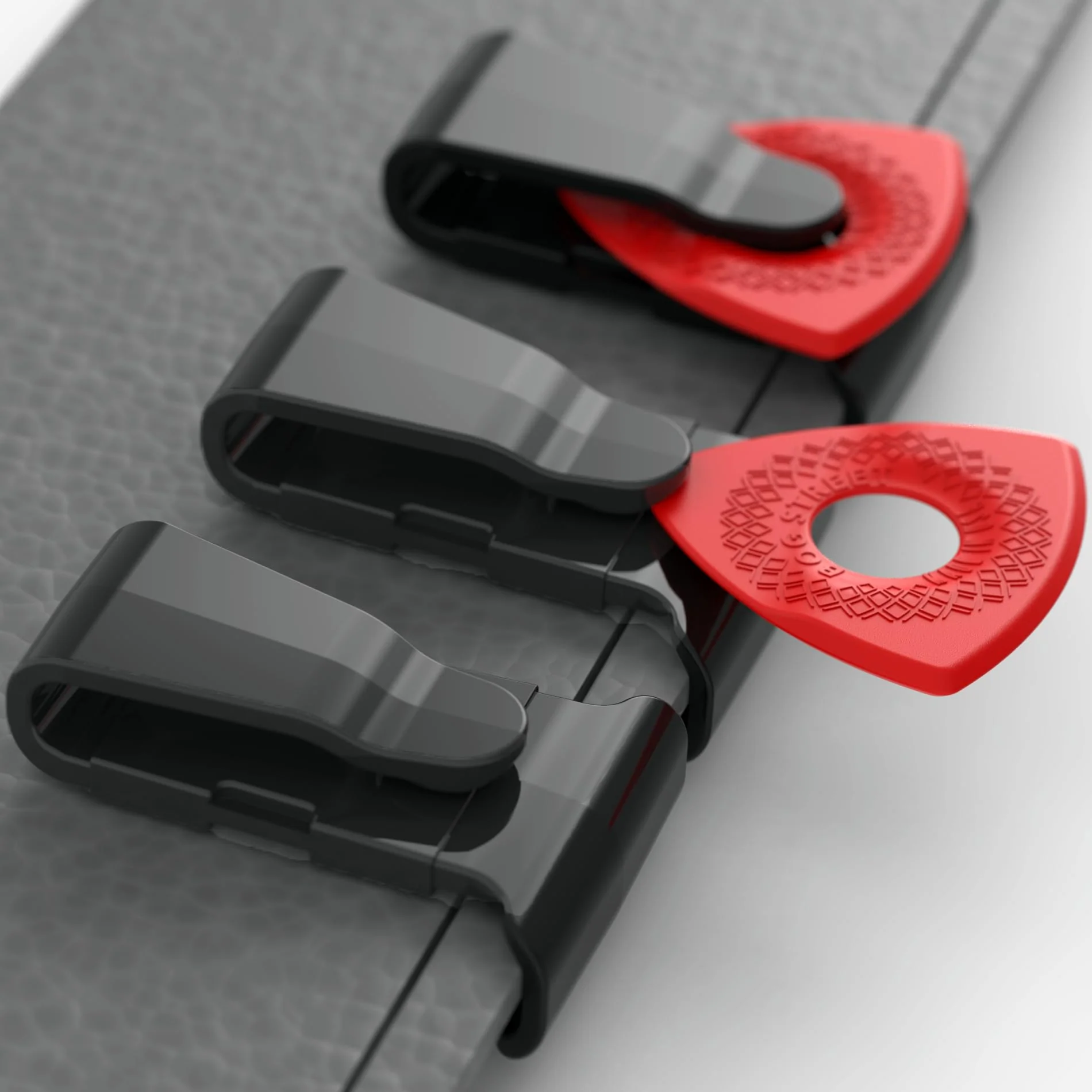 Guitar Pick Clip (3-pack) for Guitar Straps (Patented Design by Bog Street) Black