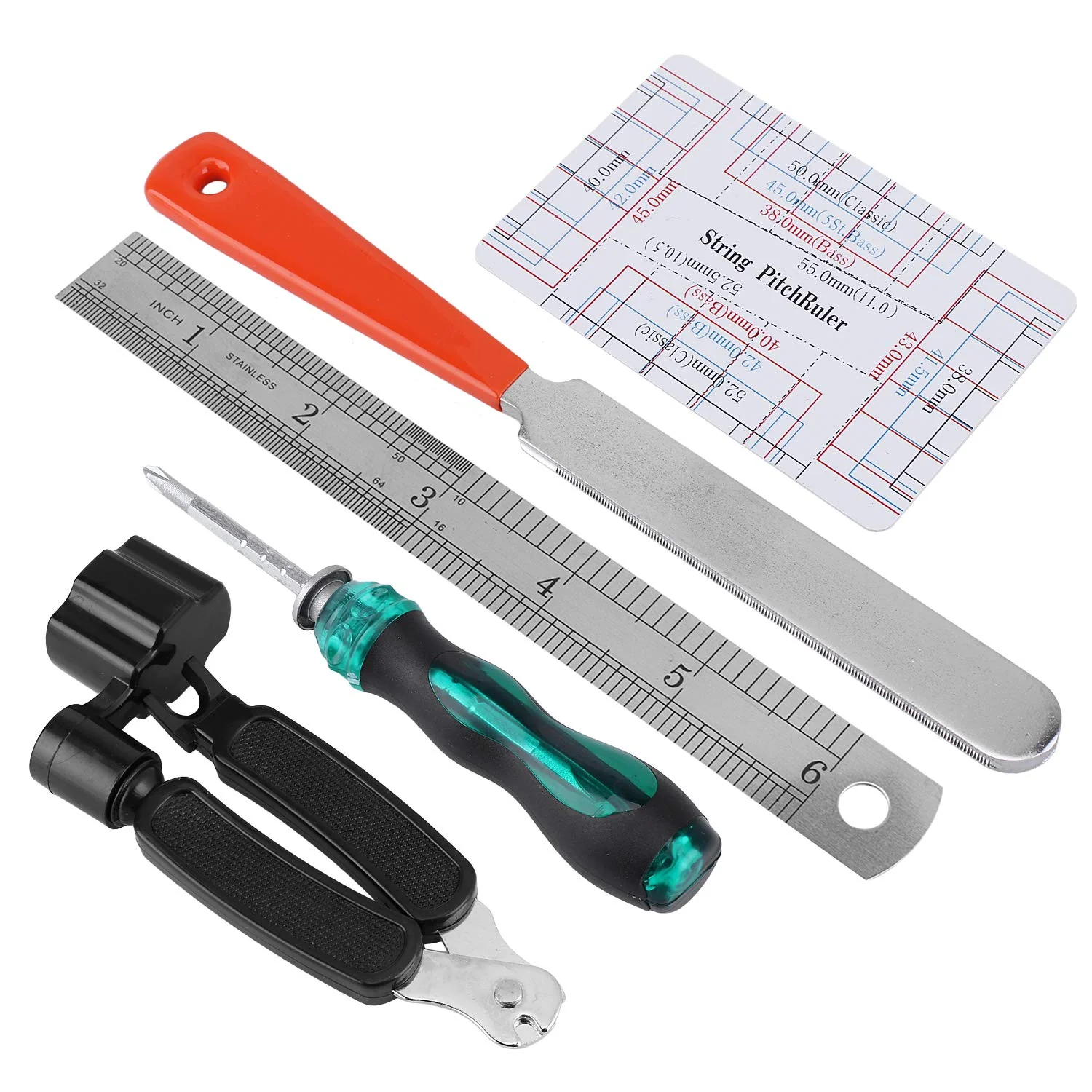 Guitar Repair Tools 20PCs Guitar Tool with String Organizer Guitar Winder String Cutter String Action Ruler Gauge Fingaorad Guard Fret Files - Image 3