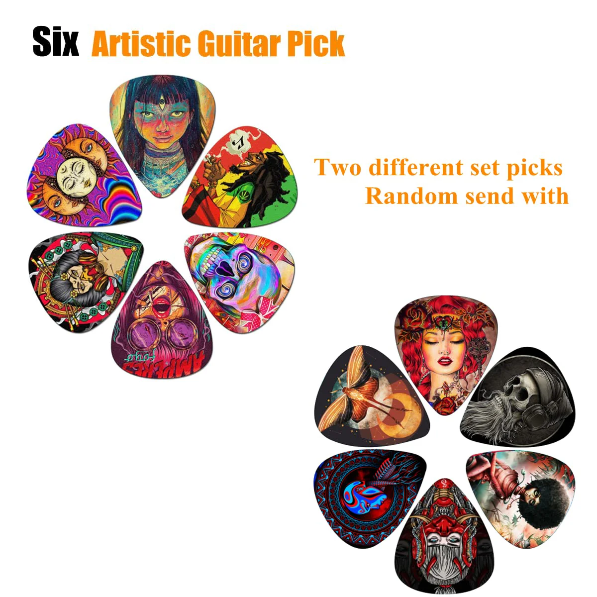 Guitar Slide, Set of 2 Glass Guitar Slide, 1 Steel Guitar Slide, 1 Guitar Slide Ring, with 6 Pieces Artistic Guitar Picks in Red EVA Box - Image 2