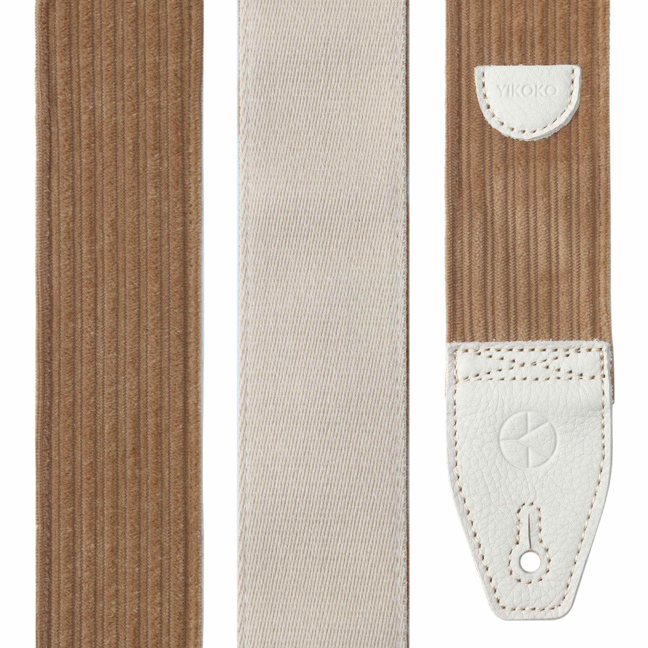 Guitar Strap 2 inch Corduroy Guitar Straps with Full Grain Leather End, for Bass Electric and Acoustic Guitars, Free Strap Button, 2 Strap Locks and 4 Guitar Picks Corduroy Series Light Camel - Image 6