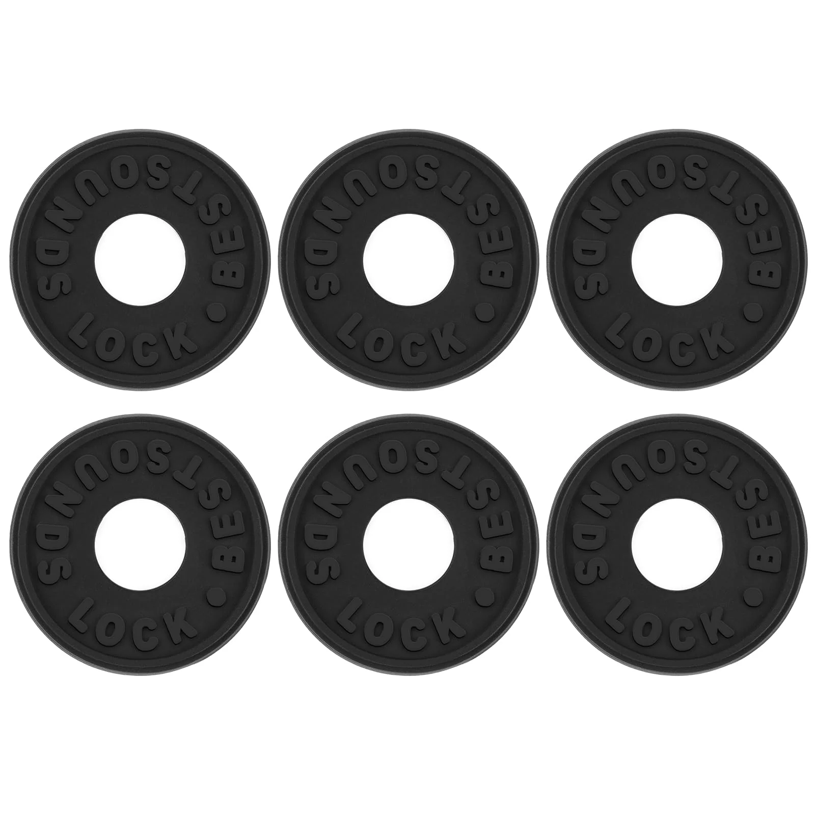 Guitar Strap Blocks, 6PCS Premium Silicone Safety Locks (Black) Black