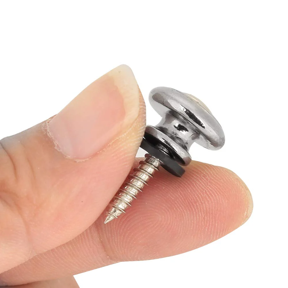 Guitar Strap Buttons, Mushrooms Head Guitar Strap Locks End Pins with Screws and Washers, for Guitar Ukulele Electric Bass(Sliver) - Image 3