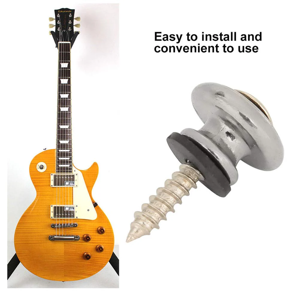 Guitar Strap Buttons, Mushrooms Head Guitar Strap Locks End Pins with Screws and Washers, for Guitar Ukulele Electric Bass(Sliver) - Image 4