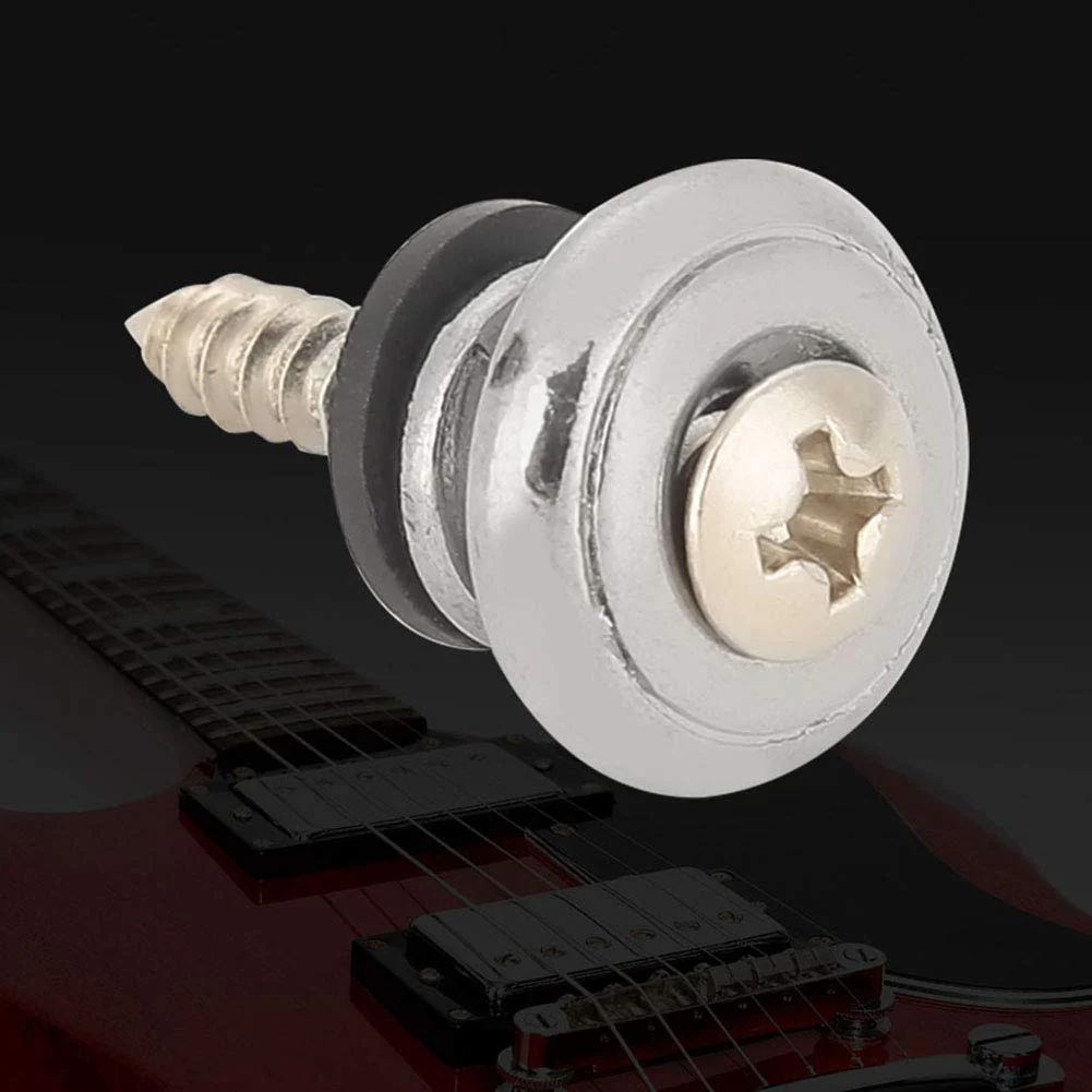Guitar Strap Buttons, Mushrooms Head Guitar Strap Locks End Pins with Screws and Washers, for Guitar Ukulele Electric Bass(Sliver) - Image 8