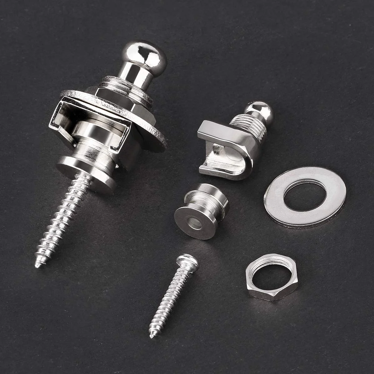 Guitar Strap Locks, Dreokee 2 PCS Silver Guitar Strap Lock Buttons Guitar Strap Locks Set Security Quick Release Strap lock Retainer System Guitar Strap Lock Schaller for Electric,Bass,Acoustic Guitar - Image 5