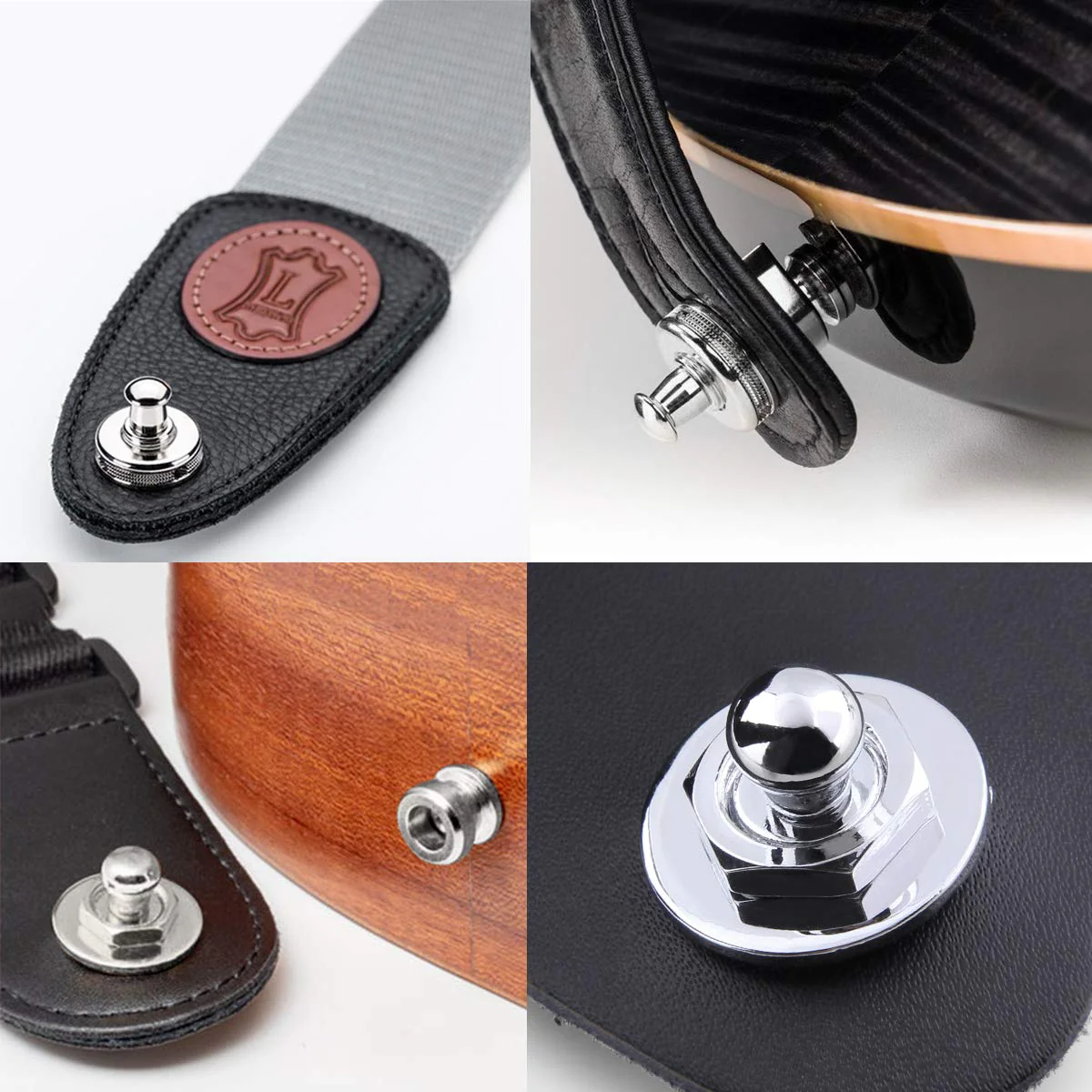 Guitar Strap Locks, Dreokee 2 PCS Silver Guitar Strap Lock Buttons Guitar Strap Locks Set Security Quick Release Strap lock Retainer System Guitar Strap Lock Schaller for Electric,Bass,Acoustic Guitar - Image 7