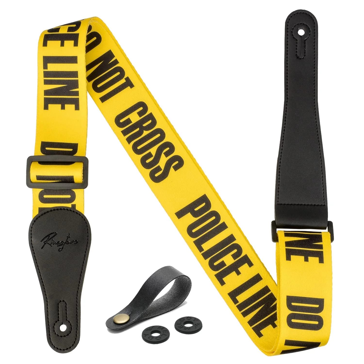 Guitar Strap, Soft Shoulder Strap for Acoustic, Electric and Bass Guitars Police Line Yellow