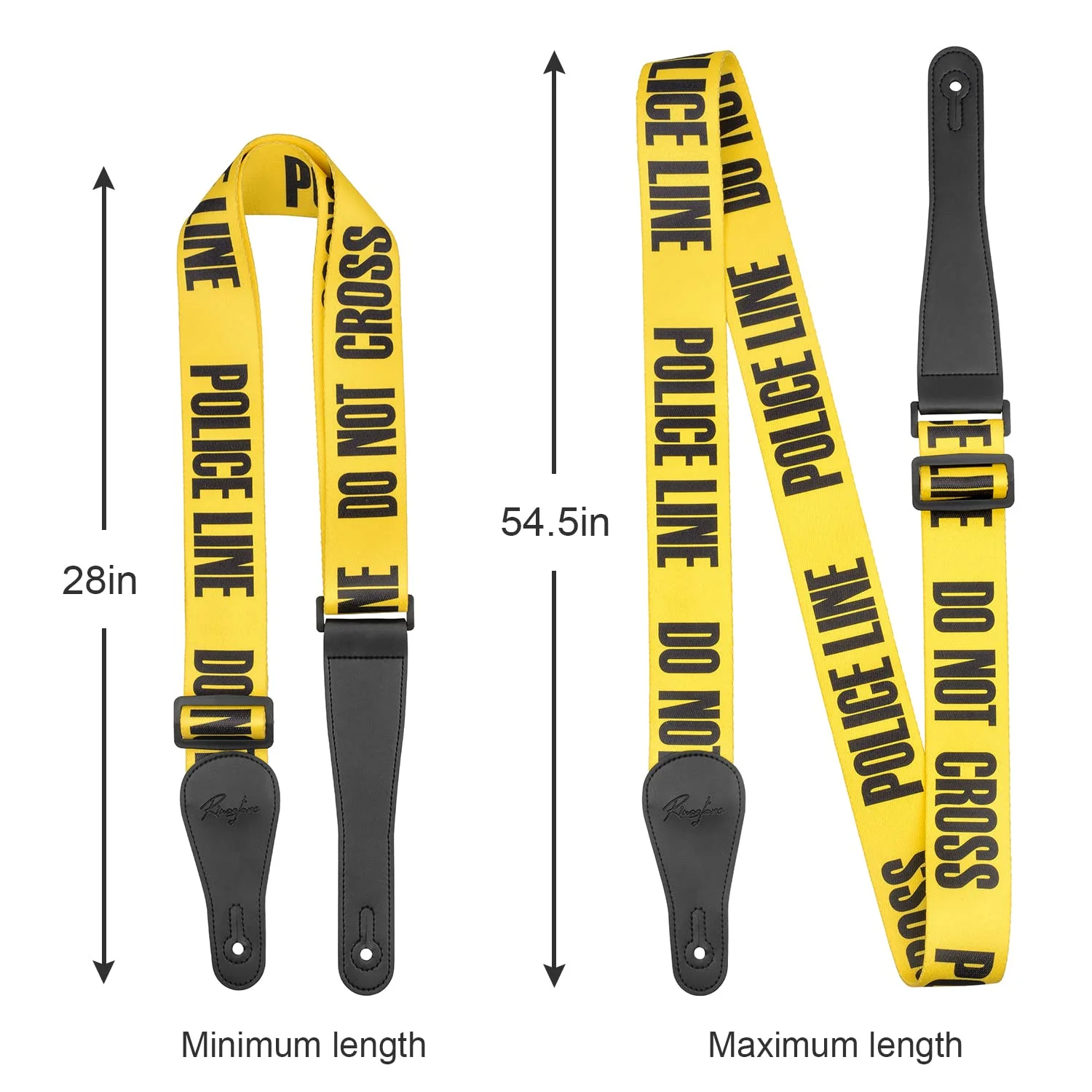 Guitar Strap, Soft Shoulder Strap for Acoustic, Electric and Bass Guitars Police Line Yellow - Image 3