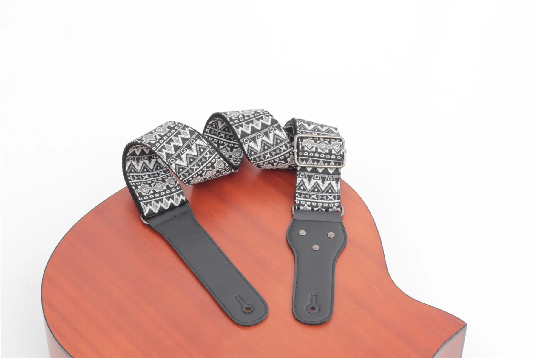 Guitar Strap,Vintage Woven Cotton Guitar Straps With Genuine Leather Ends for Bass,Electric & Acoustic Guitars Includes Strap Button,Strap Locks And Guitar Picks - Image 8