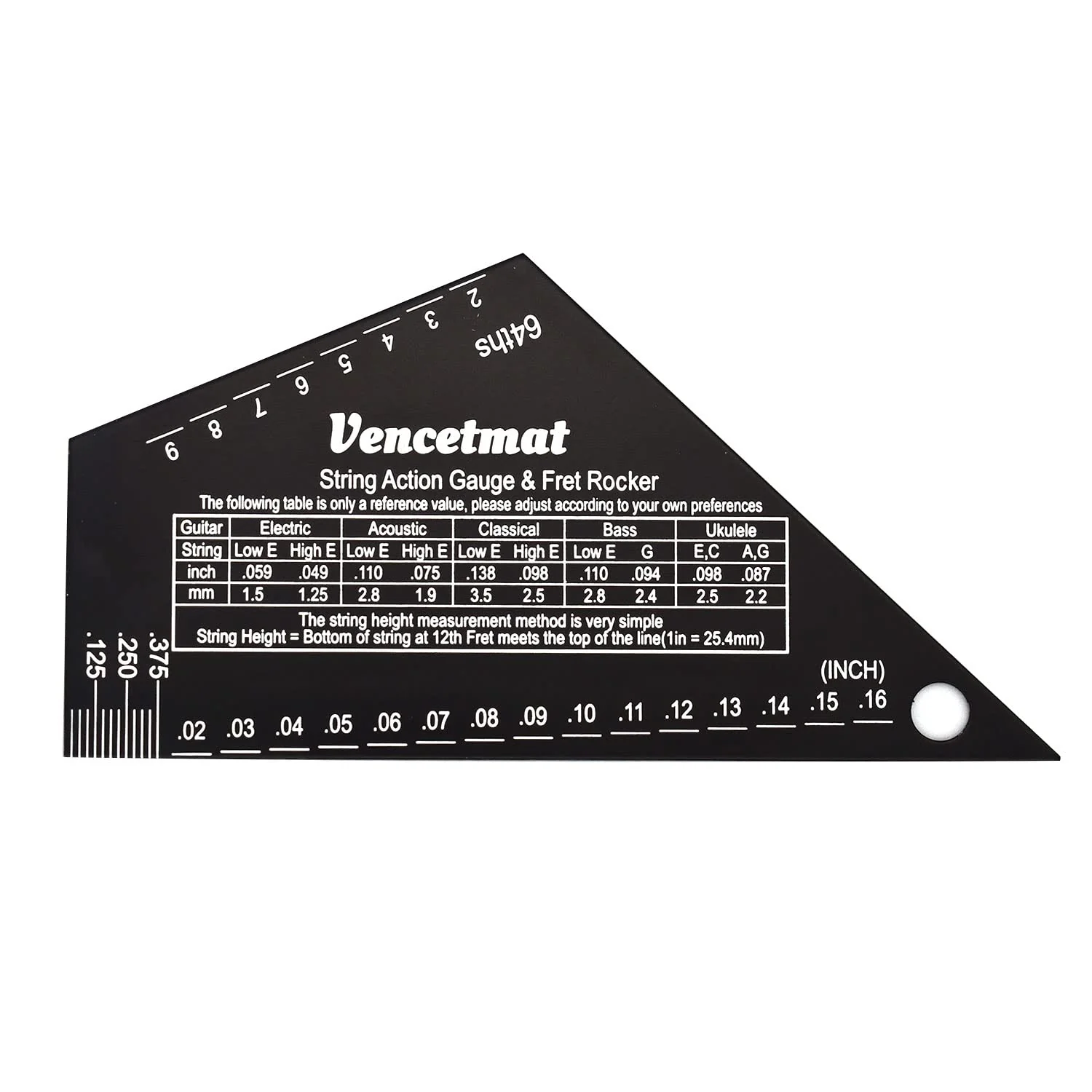 Guitar String Action Gauge, String Height Ruler, Guitar Fret Rocker, Fret Leveling Guide, Buzzing Fret Catcher, 1mm Thickness, Laser Etching, High Precision Graduations,Luthier Tools