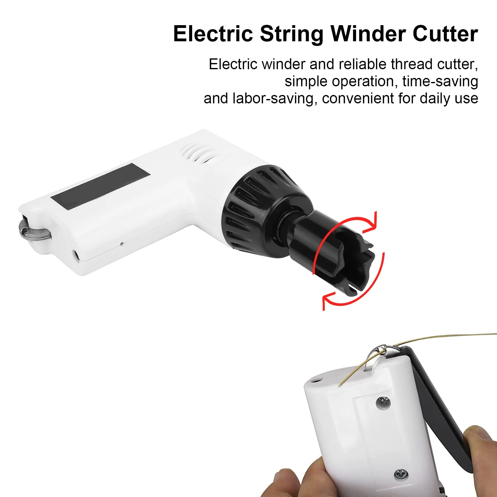 Guitar String Winder Electric Restringing Tool Multifunctional Strings Cutter for Banjo Guitar Bass Mandolin 2.7?4.3V(white) white - Image 3