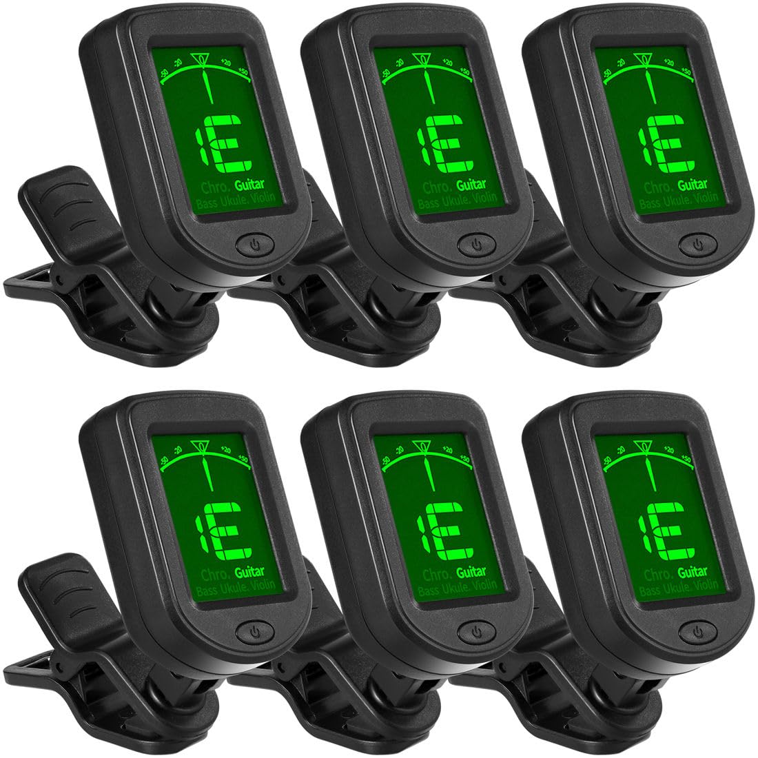 Guitar Tuner Clip On Ukulele Tuner 6 Pack for Guitar Bass Ukulele Violin Banjo Tuner
