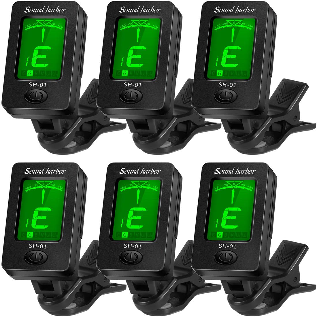 Guitar Tuner Clip On Ukulele Tuner for All Instruments Guitar Bass Ukulele Violin banjo Tuner (Tuner 6 Pack) Tuner 6 Pack