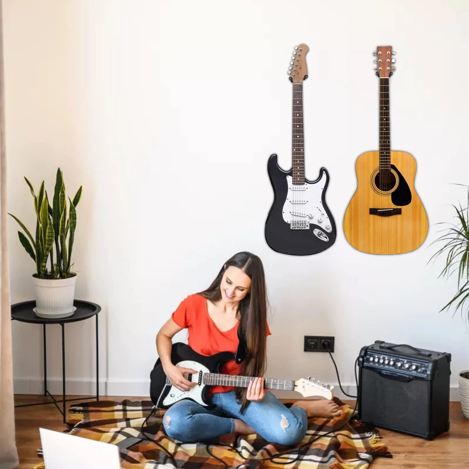 Guitar Wall Mount 2 Pack, Black Walnut Wood Guitar Hanger, U-Shaped Guitar Wall Hanger Mount, Guitar Holder Hook Stand Wall for Acoustic, Electric Guitar, Banjo, Bass, for Guitar Player Men Boy - Image 8