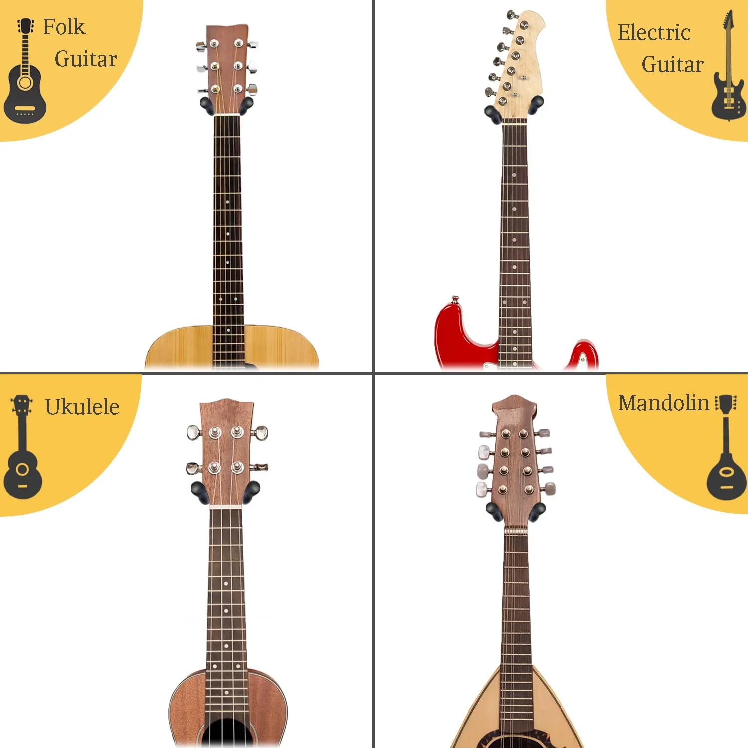 Guitar Wall Mount 2 Pack, Mahogany Wood Guitar Hanger, U-Shaped Guitar Wall Hanger Mount, Guitar Holder Hook Stand Wall for Acoustic, Electric Guitar, Banjo, Bass, Gift for Guitar Player - Image 7