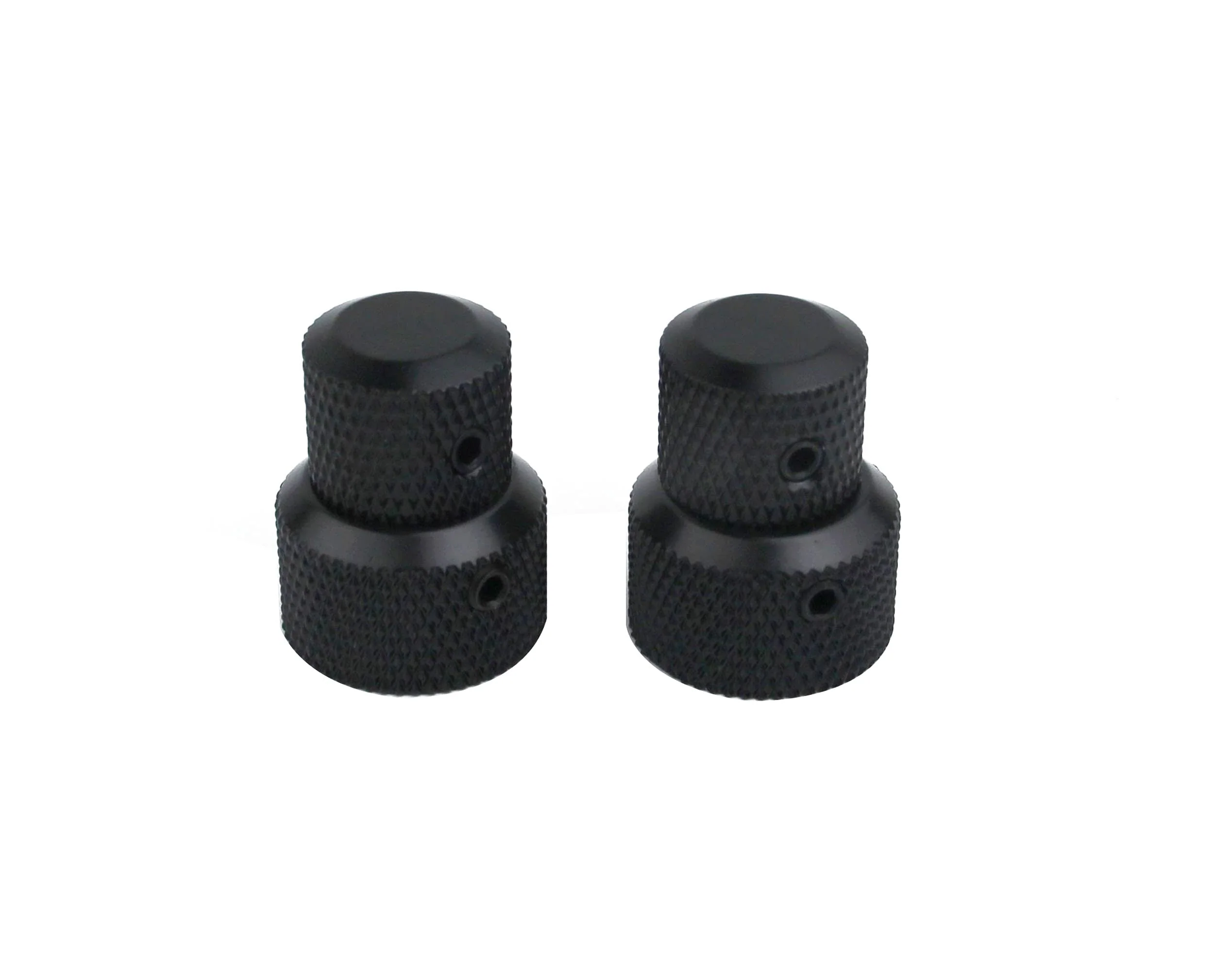 Guyker 2Pcs Brass Concentric Stacked Knobs, Dual Knurled Control Knobs, High Grade Dome Volume Tone Knob Replacement for Electric Guitar or Precision Bass - CNC Machined (Black) Black