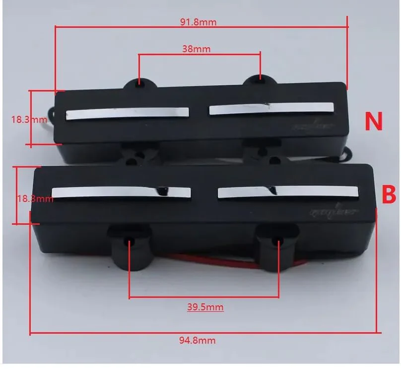 Guyker Ceramic Pickups Long Closed Electric Jazz Bass Pickups Closed Hot Single Rail Track 1 Set, JB11 Black - Image 6