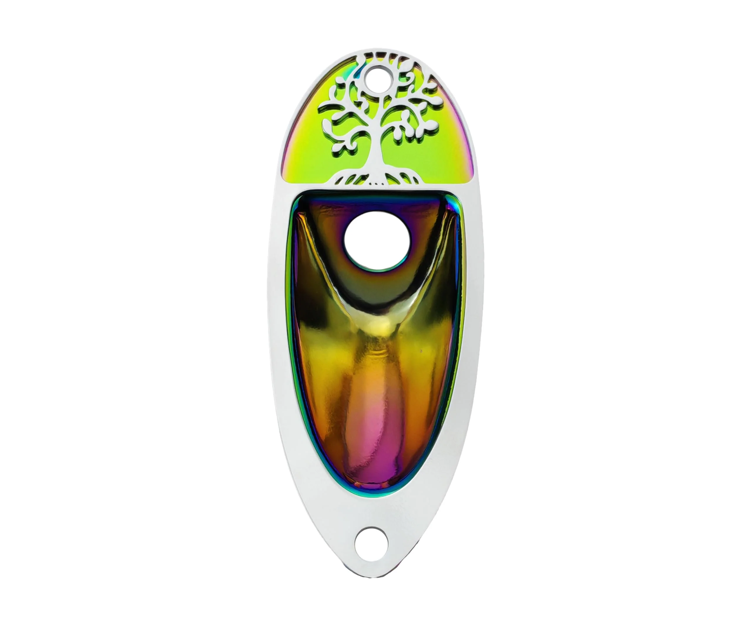 Guyker Guitar Input Jack Plate, Iron Oval Boat Shape Jackplate Socket Ferrule Output Curved GJ008 Rainbow + GJ007 Cover Combo Set for Electric Guitar Bass Replacement Parts GJ007+GJ008 rainbow
