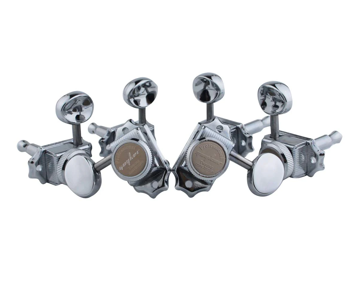 Guyker Guitar Locking Tuners (3L + 3R Handed) – Vintage Deluxe Lock String Tuning Key Pegs Machine Heads Replacement Parts – Chrome Chrome, Metal Handle