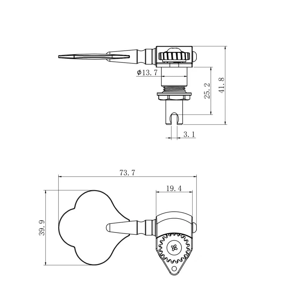 Guyker Open Frame Electric Bass Machine Head (3R + 2L) - 1:20 Ratio Gear Tuners Tuning Key Pegs - chrome 3R + 2L - Image 4