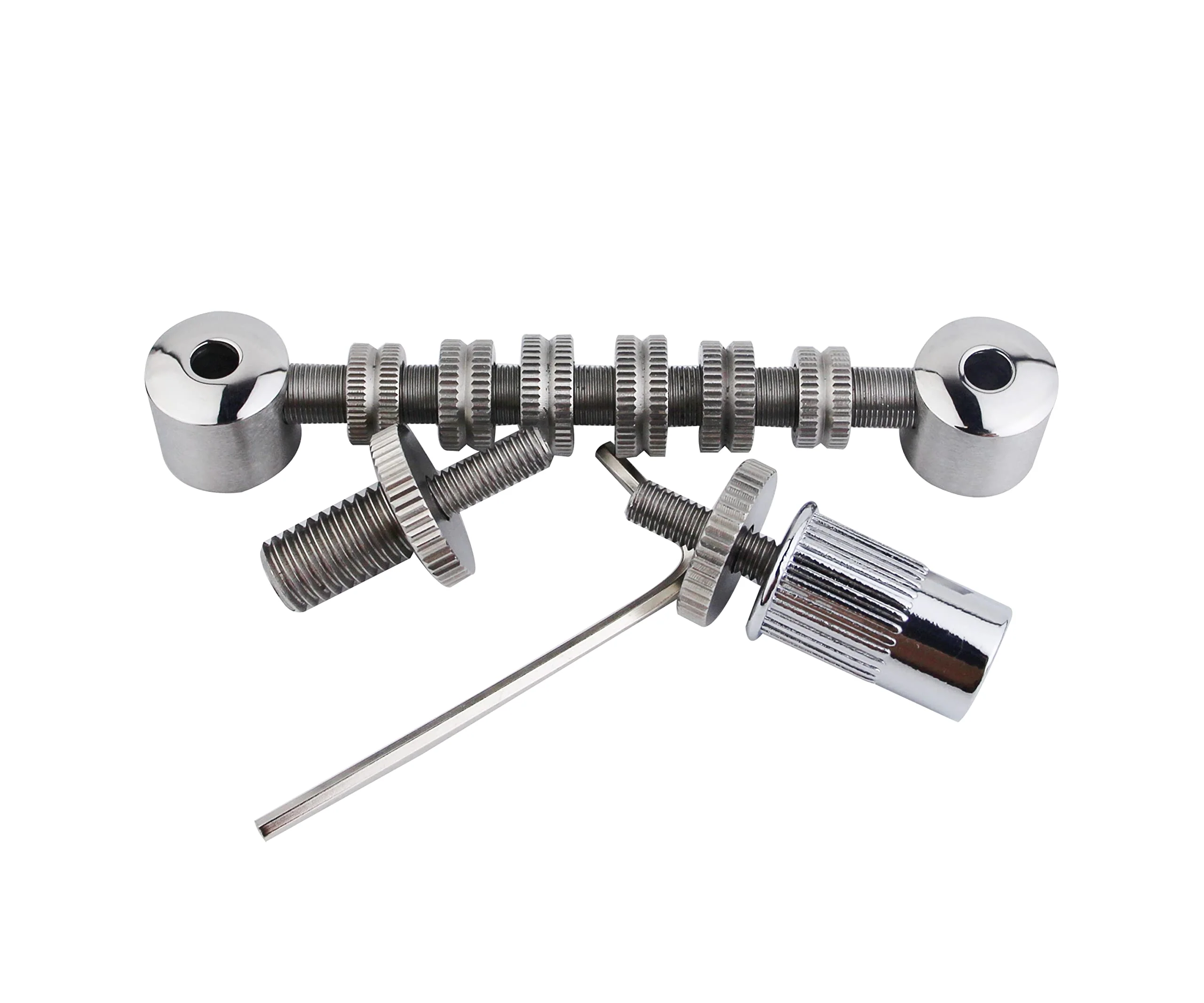 Guyker Stainless Steel Space Control Adjustable Roller Guitar Bridge Electric Guitar Replacement, Chrome - Image 2
