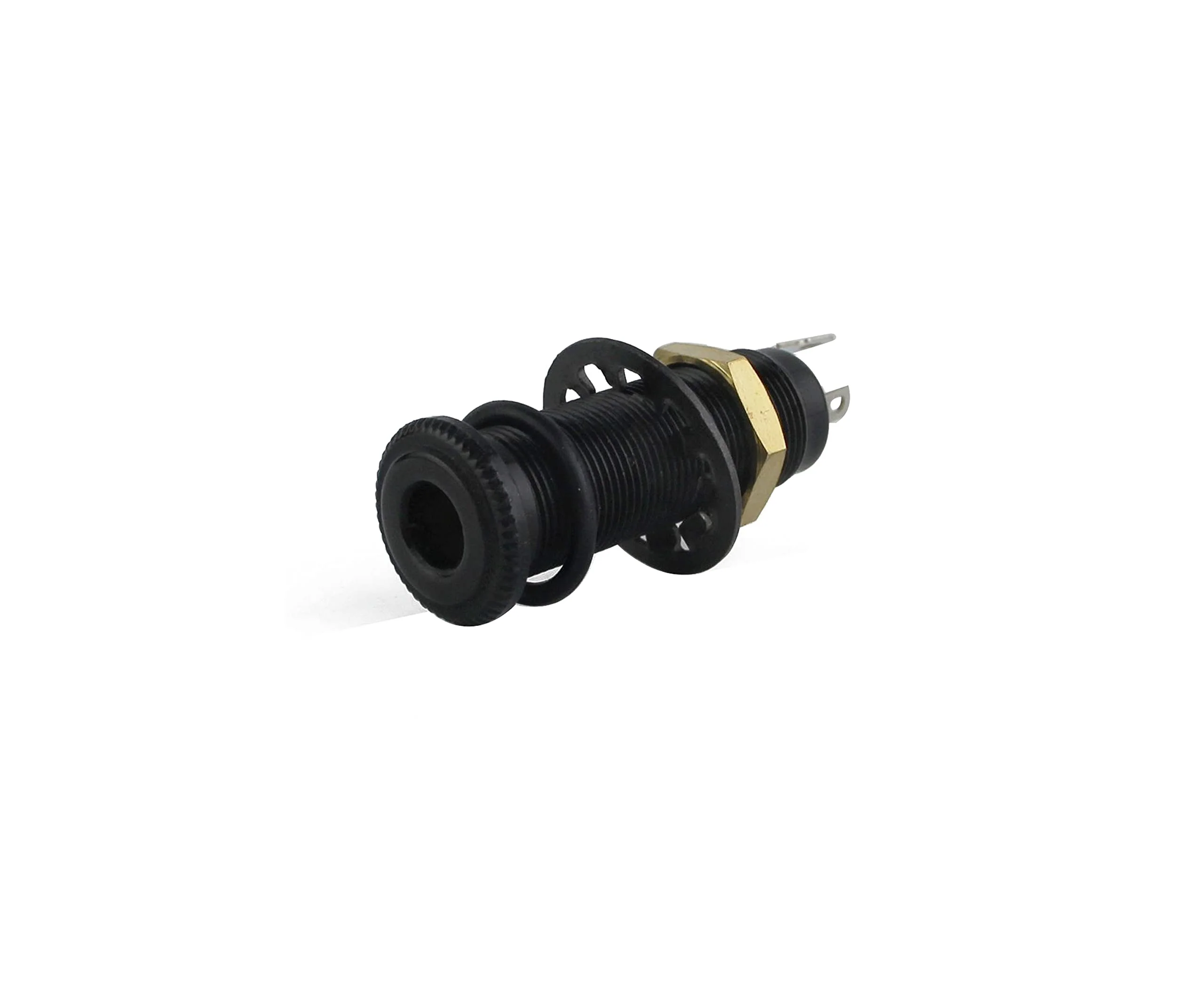 Guyker Stereo Long Threaded Output Jack - Barrel Cylinder Input Output Jacks Plug Sockets 6.35mm for Electric Guitar Bass (1 Piece, Black)