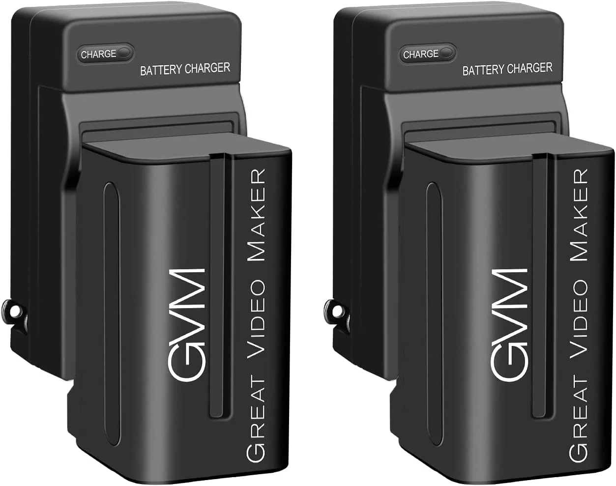 GVM 2 Pack NP-F750 Replacement Batteries and Chargers for NP-F975, NP-F960, NP-F950, NP-F930, NP-F770, NP-F750, NP-F550, DCR, DSR, HDR, FDR, HVR, HVL and LED Light