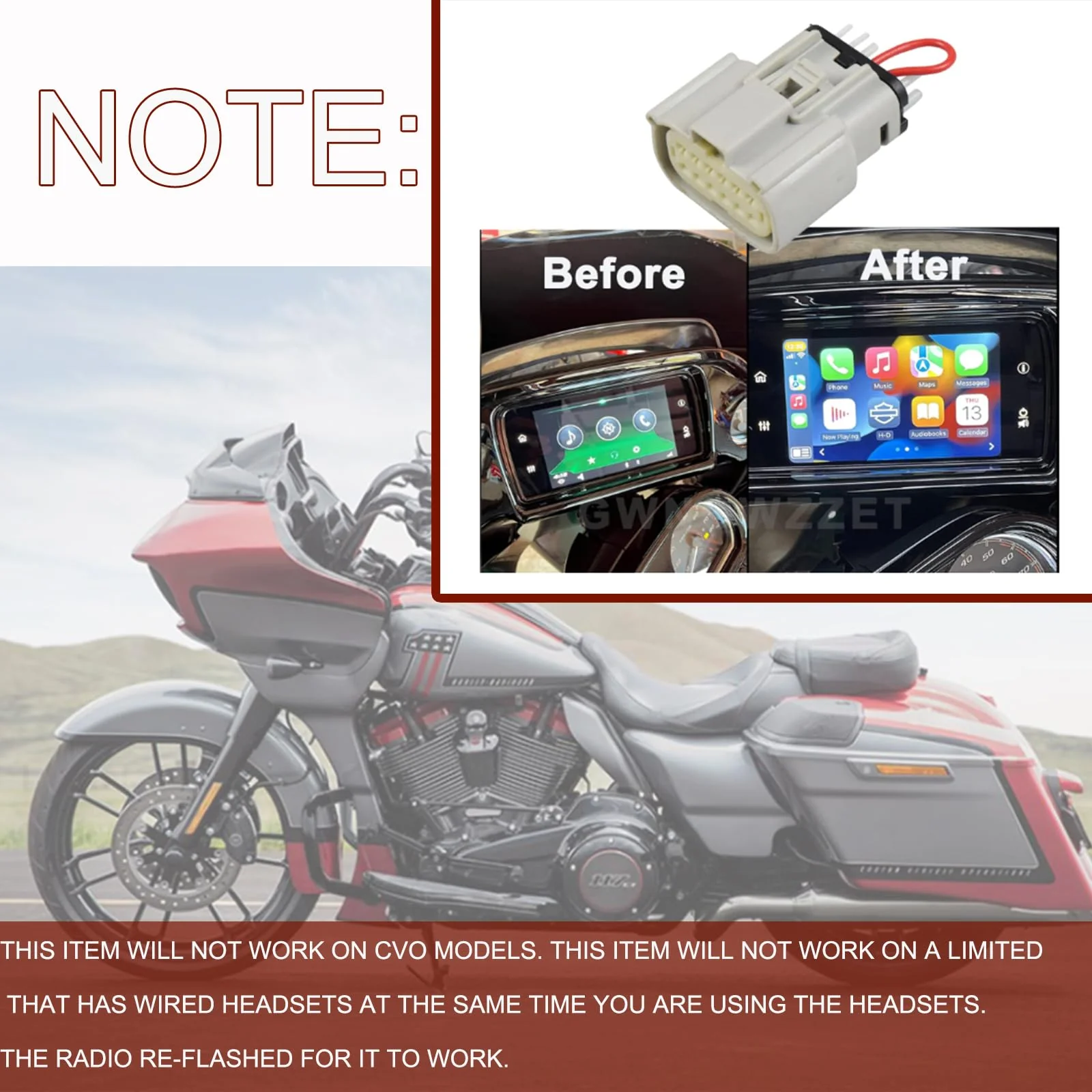GWNOWZZET for Apple CarPlay Jumper for Harley Davidson 2019 and up GTS Radio - Image 4