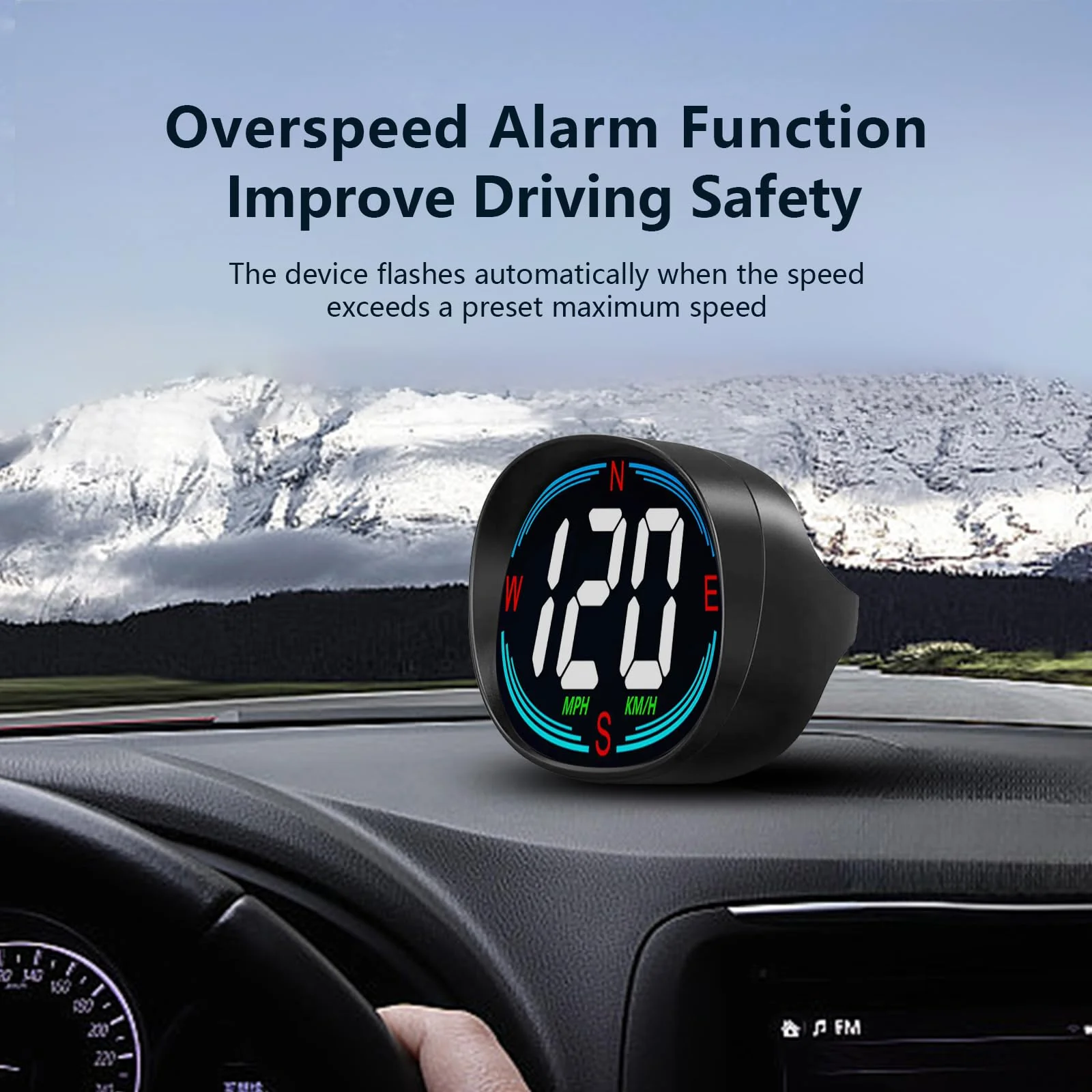 H2 Digital Speedometer GPS HUD,Car Head Up Display with Speed Compass MPH ,Plug and Play Universal All Cars - Image 2