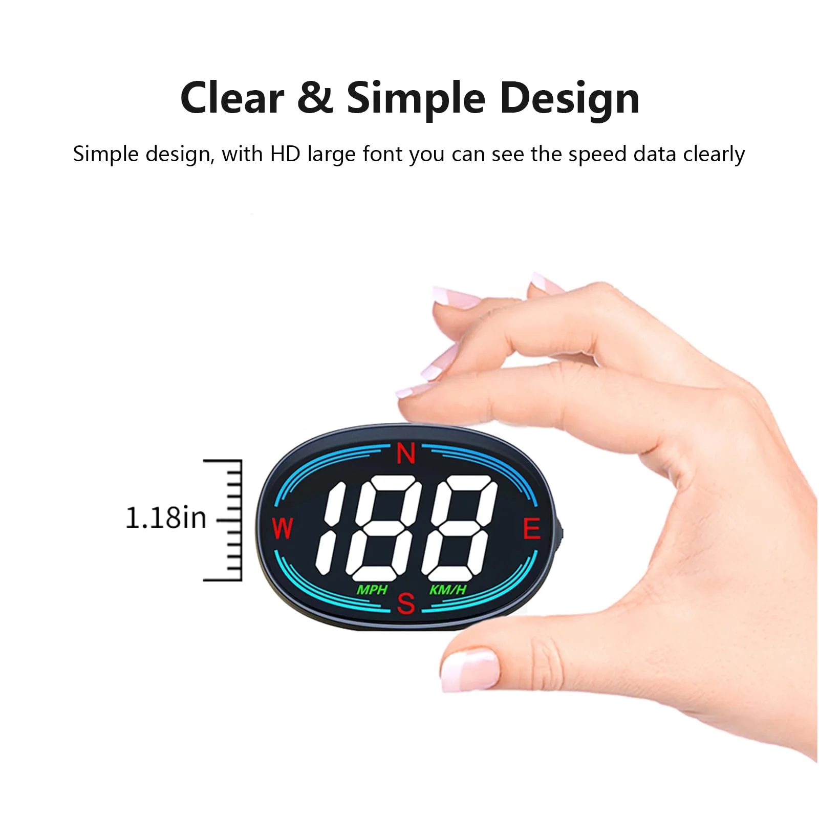 H2 Digital Speedometer GPS HUD,Car Head Up Display with Speed Compass MPH ,Plug and Play Universal All Cars - Image 6