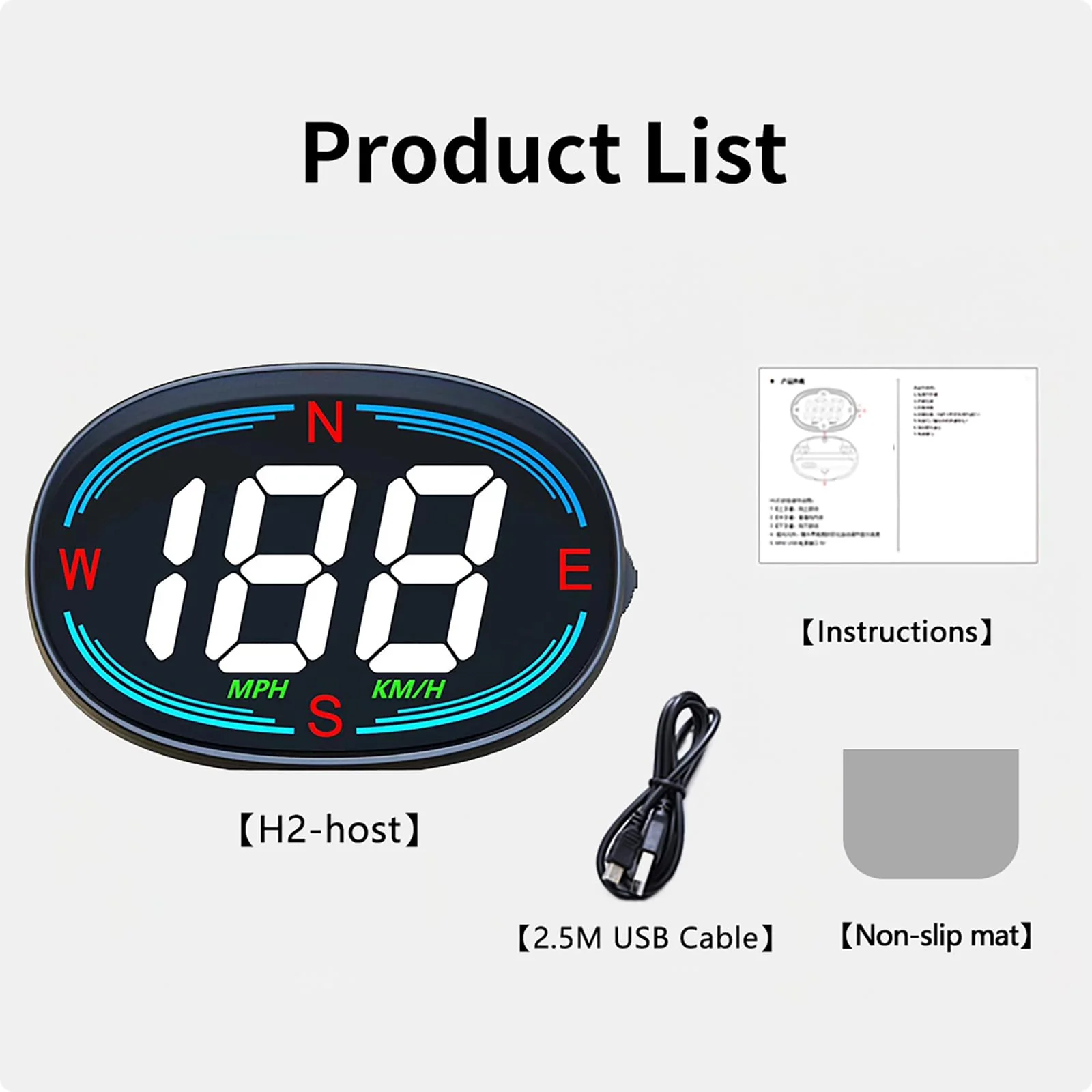 H2 Digital Speedometer GPS HUD,Car Head Up Display with Speed Compass MPH ,Plug and Play Universal All Cars - Image 9