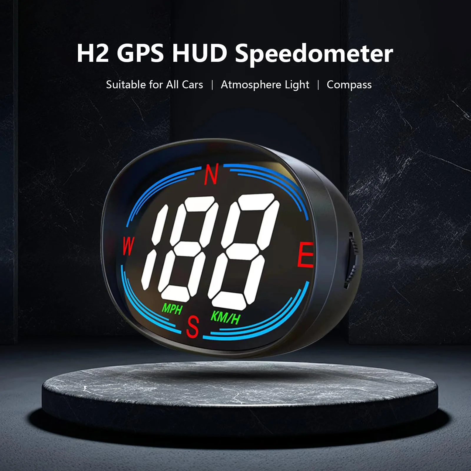 H2 Digital Speedometer GPS HUD Universal All Cars Head Up Display Vehicle Speed Compass MPH KMH Speed Gauge Plug and Play - Image 2