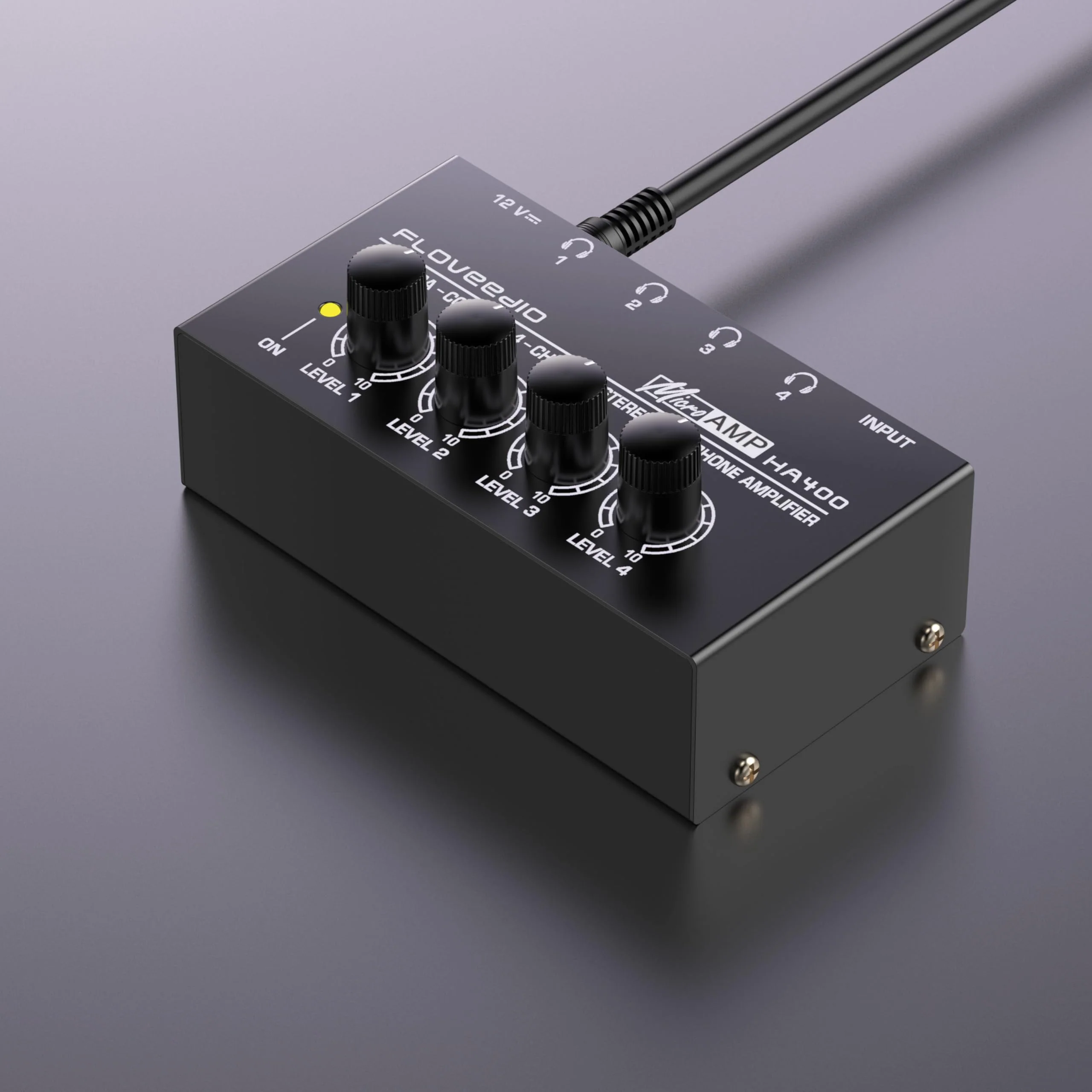 HA400 Stereo Headphone Amplifier Ultra Compact 4-Channel Headphone Amp Splitter for Studio and Stage with 12V Power Adapter - Image 5