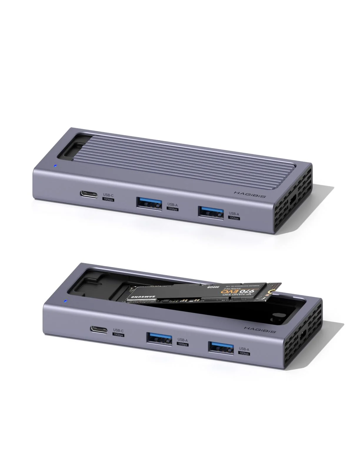 Hagibis USB C Hub with M.2 SSD Enclosure, Magnetic Cover Easy Disassemble External Hard Drive Enclosure with 10Gbps USB 3.1, USB C for MacBook Pro, iPhone15 Pro Max, Mac Mini, Laptop, PC (HB777)