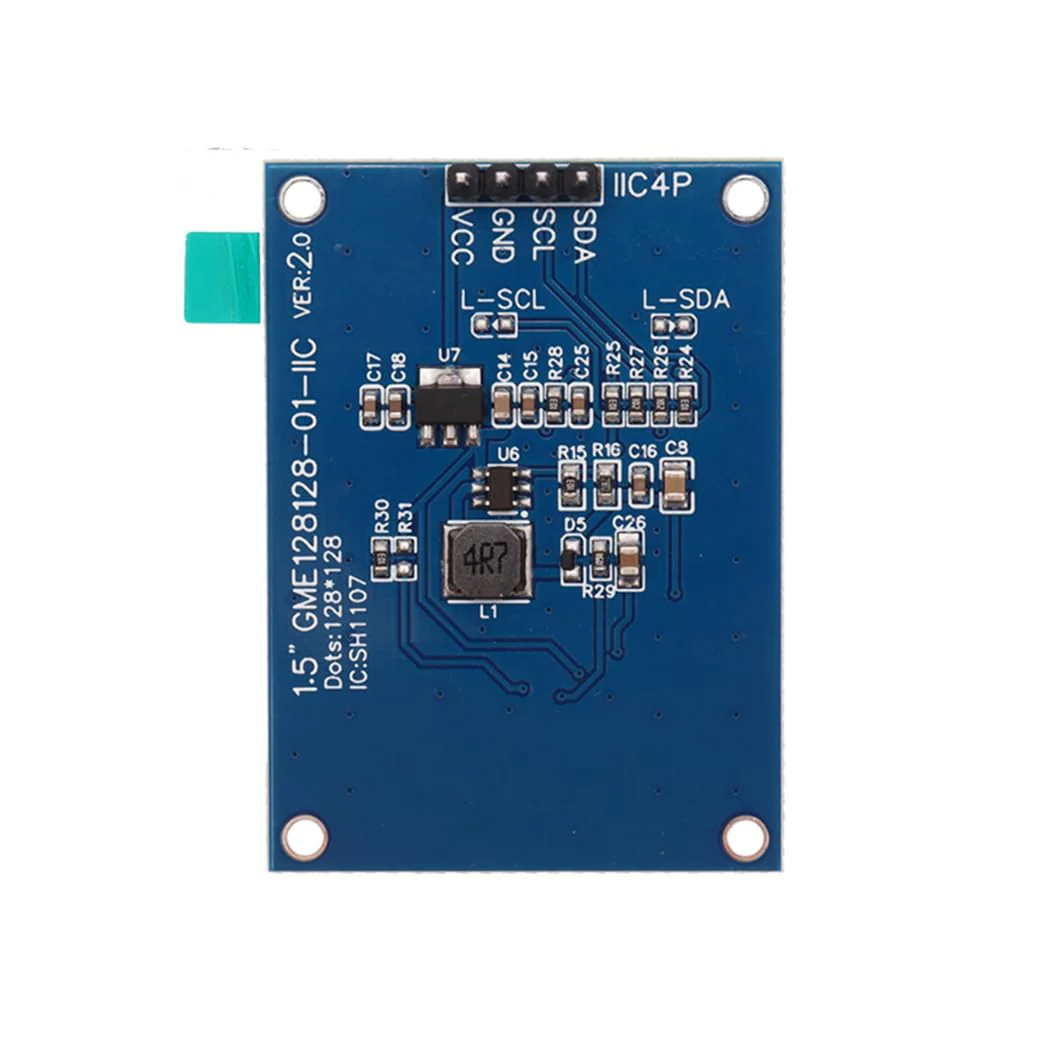 Hailege 1.5 Inch SH1107 OLED Display Module 1.5 Inch IIC I2C 4 Pin 128 x 128 OLED Screen LCD Display White
